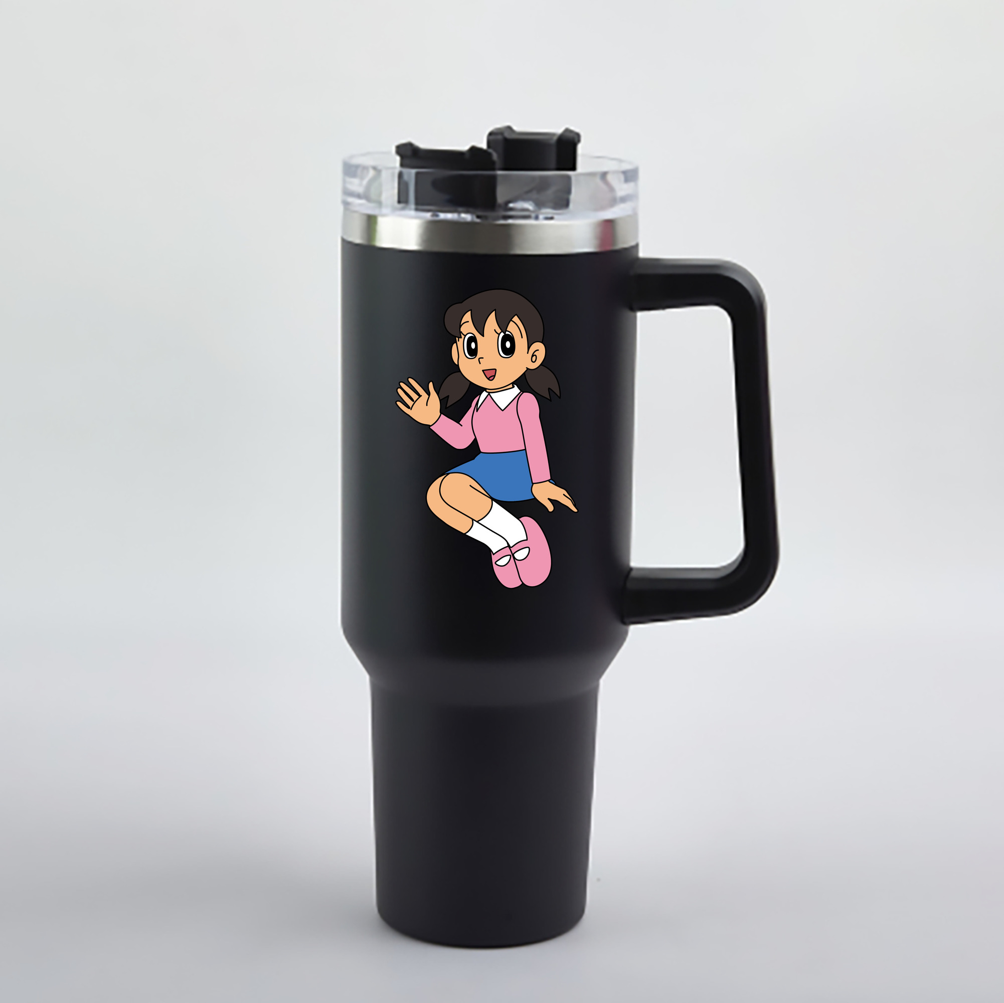 （画像用） ドラえもん みなもと しずか Doraemon Shizuka Minamoto 1200mL車用タンブラー - クリスタルステッカー（プラスチックストロー付き）