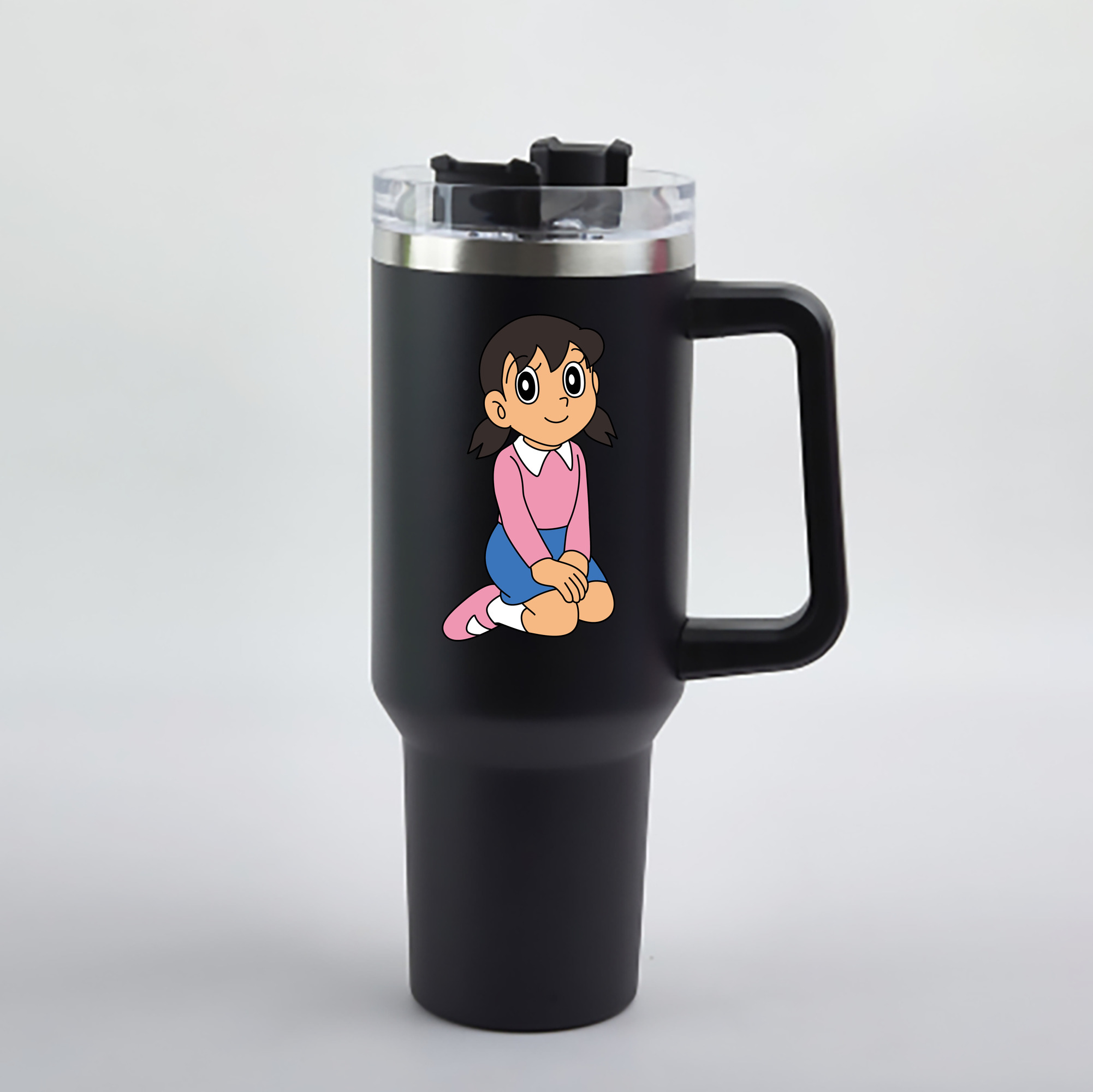 （画像用） ドラえもん みなもと しずか Doraemon Shizuka Minamoto 1200mL車用タンブラー - クリスタルステッカー（プラスチックストロー付き）