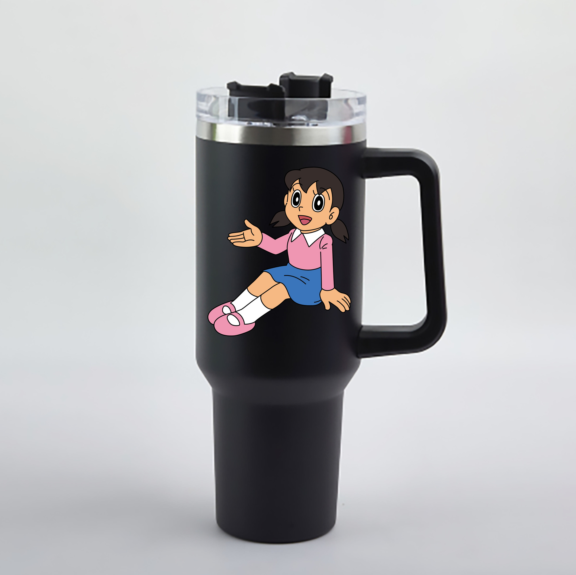 （画像用） ドラえもん みなもと しずか Doraemon Shizuka Minamoto 1200mL車用タンブラー - クリスタルステッカー（プラスチックストロー付き）