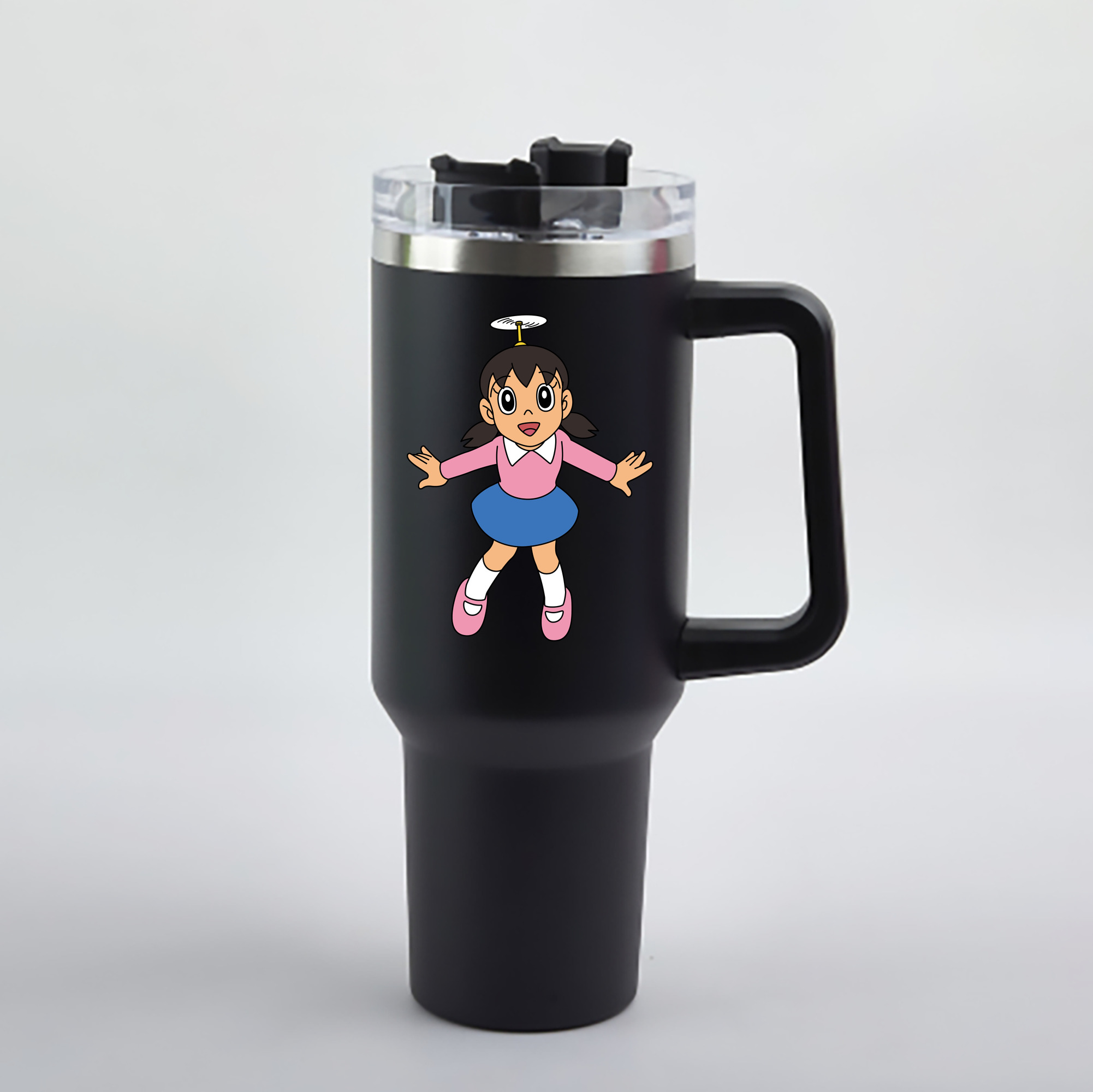 （画像用） ドラえもん みなもと しずか Doraemon Shizuka Minamoto 1200mL車用タンブラー - クリスタルステッカー（プラスチックストロー付き）