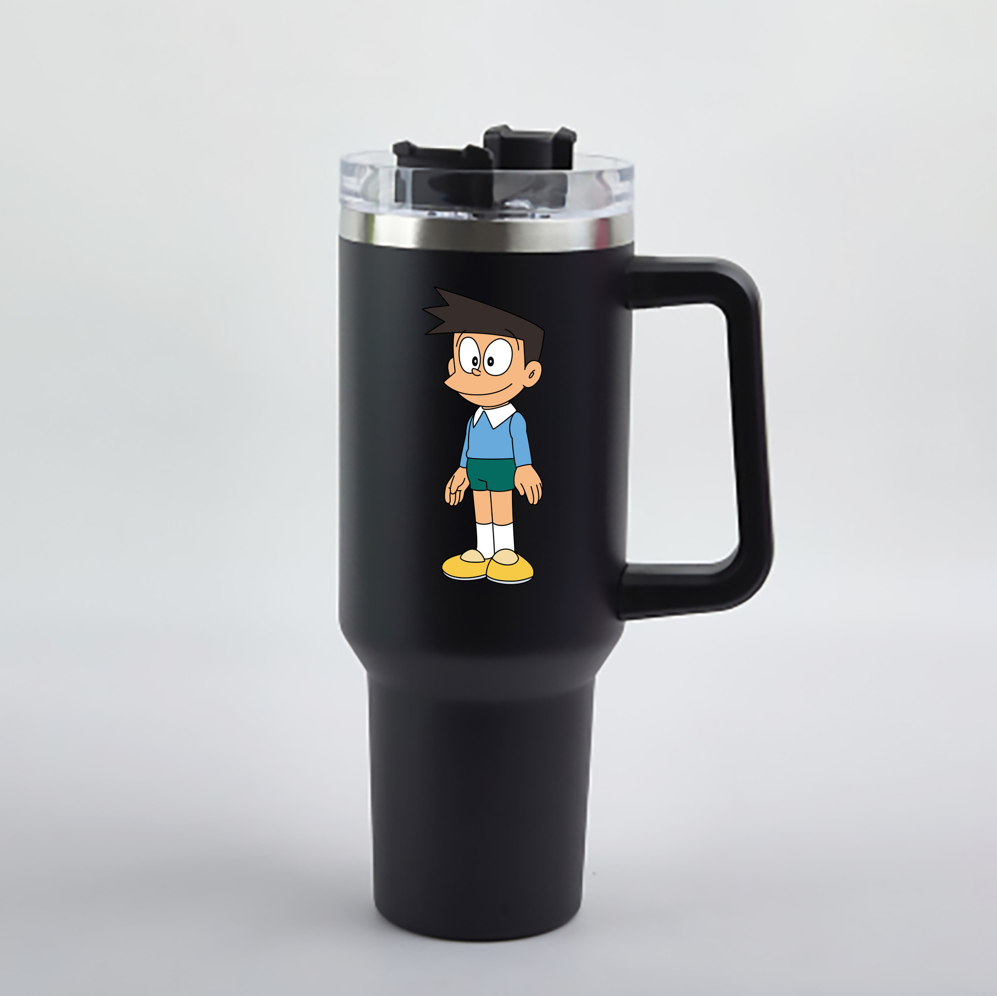 （画像用） ドラえもん 骨川 スネ夫 Doraemon Honekawa Suneo 1200mL車用タンブラー - クリスタルステッカー（プラスチックストロー付き）