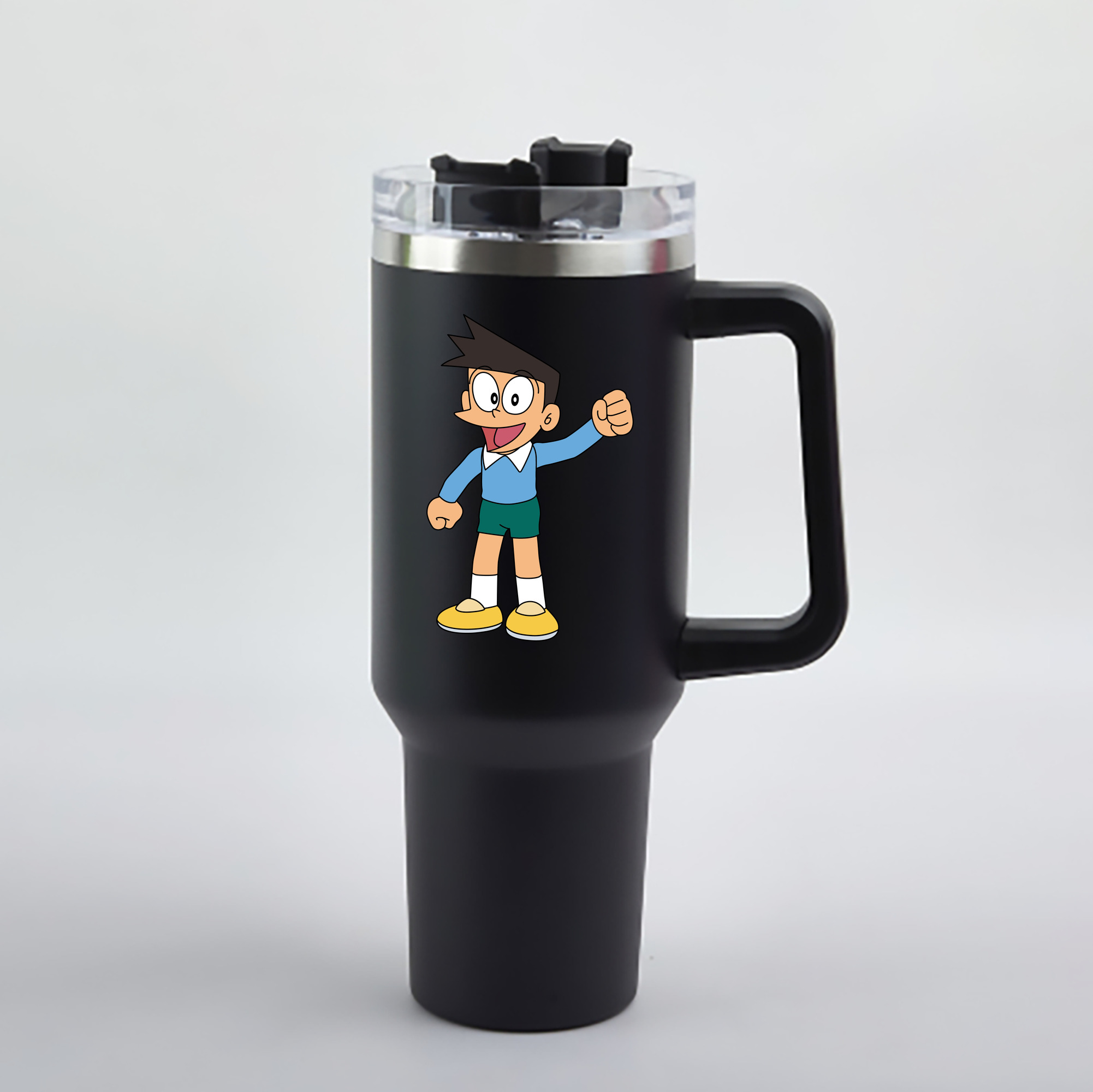 （画像用） ドラえもん 骨川 スネ夫 Doraemon Honekawa Suneo 1200mL車用タンブラー - クリスタルステッカー（プラスチックストロー付き）