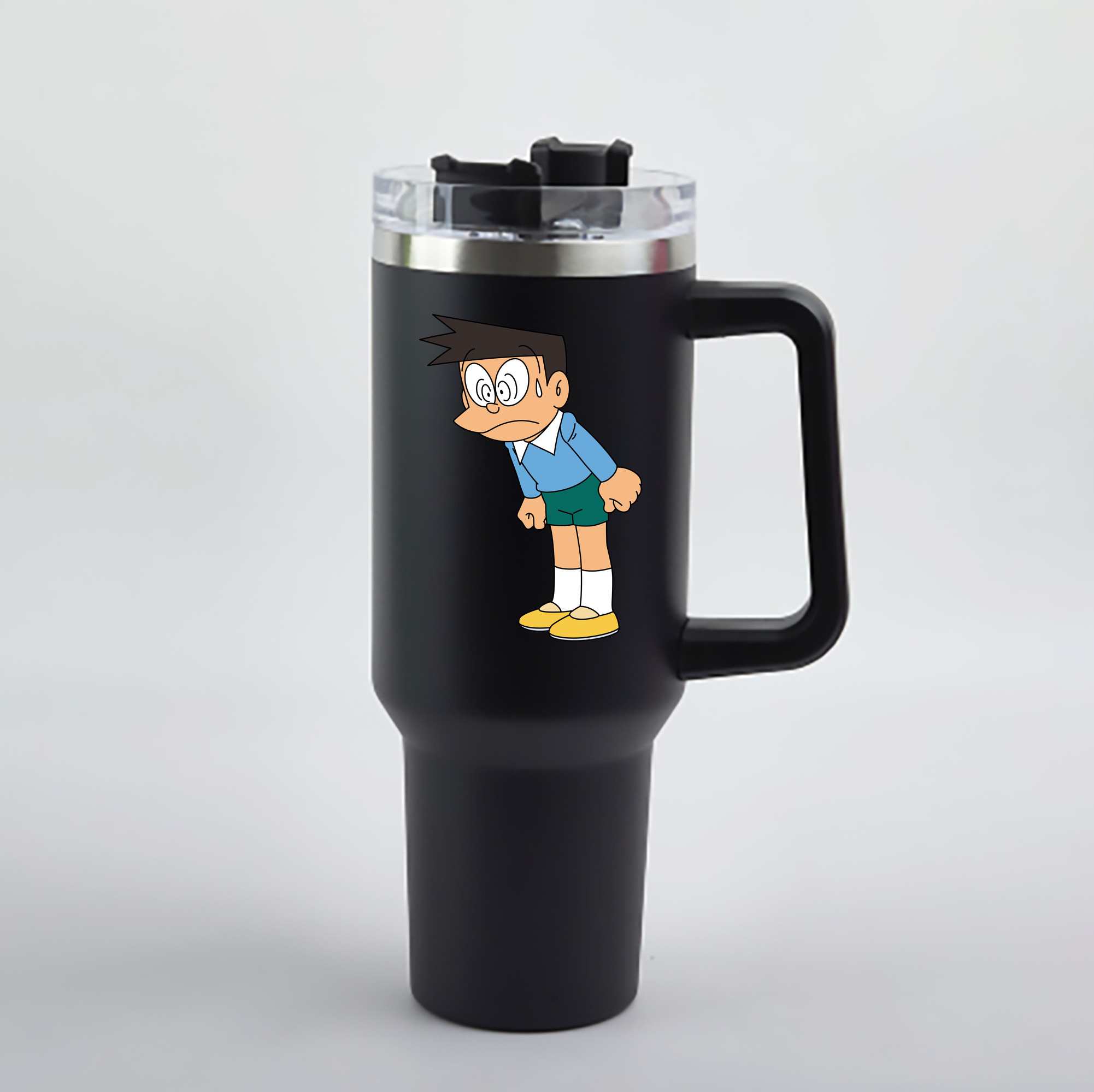 （画像用） ドラえもん 骨川 スネ夫 Doraemon Honekawa Suneo 1200mL車用タンブラー - クリスタルステッカー（プラスチックストロー付き）