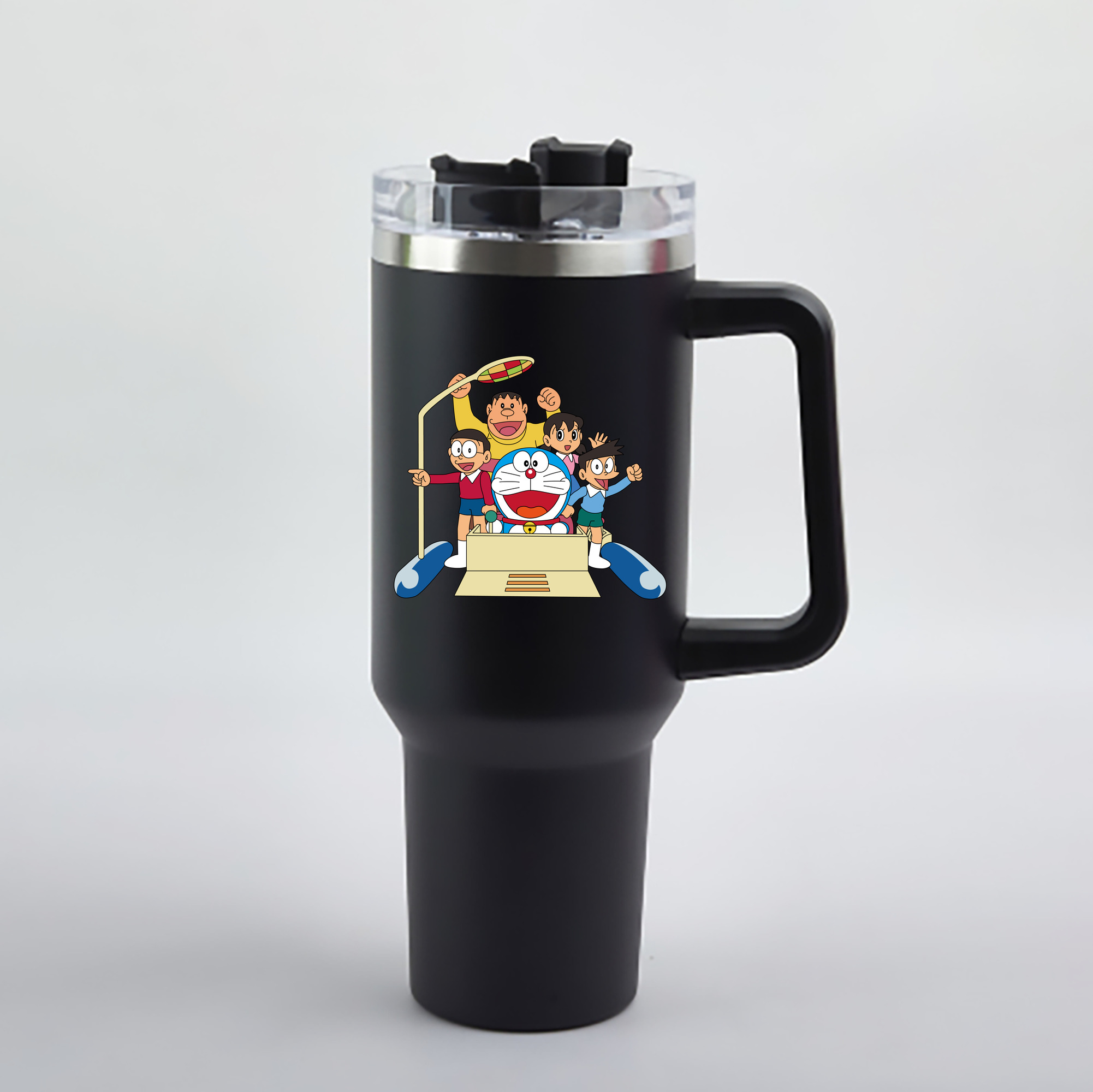 （画像用） ドラえもん 骨川 スネ夫 Doraemon Honekawa Suneo 1200mL車用タンブラー - クリスタルステッカー（プラスチックストロー付き）