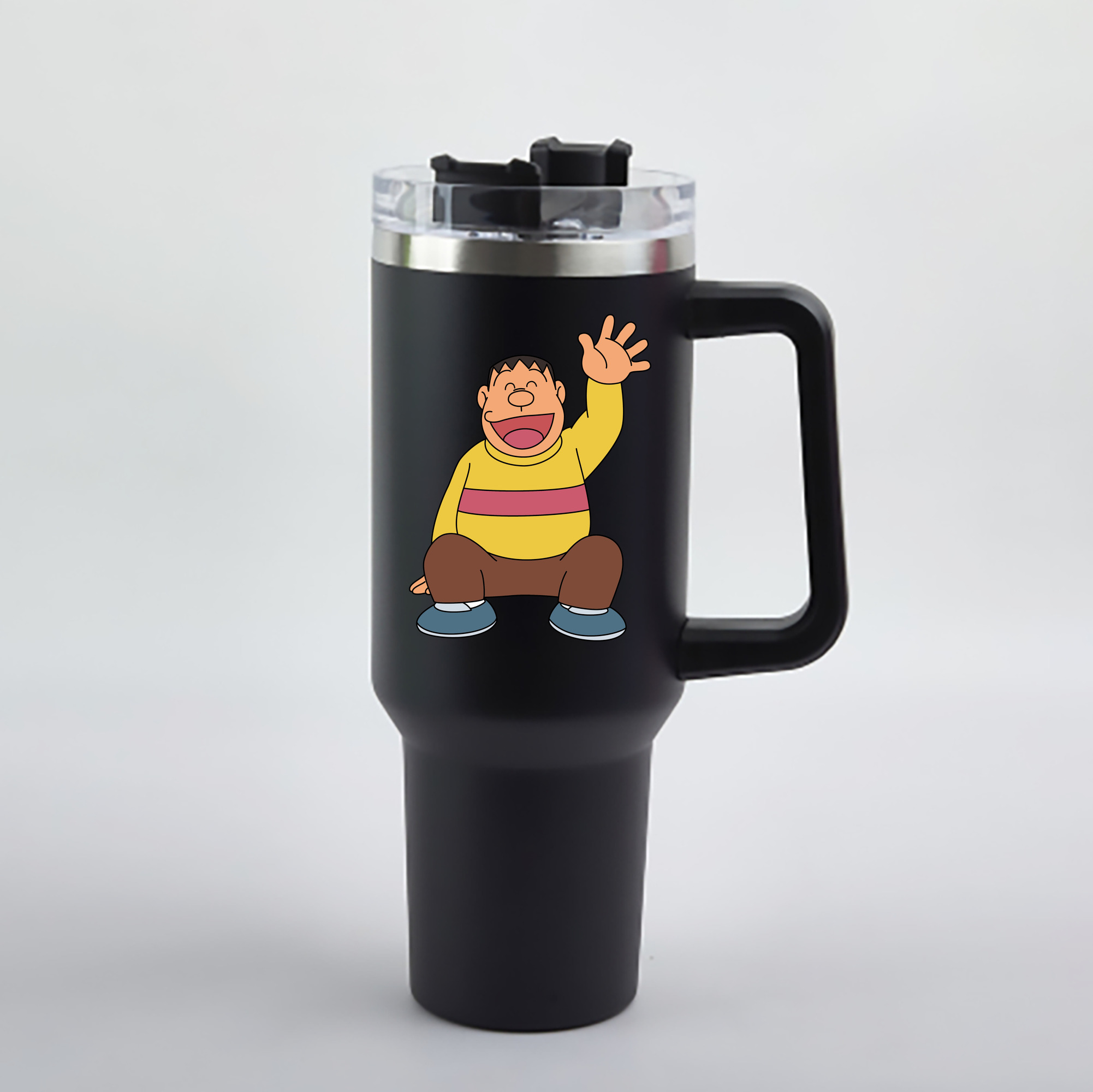 （画像用） ドラえもん 剛田武 Doraemon Gouta Takeshi 1200mL車用タンブラー - クリスタルステッカー（プラスチックストロー付き）