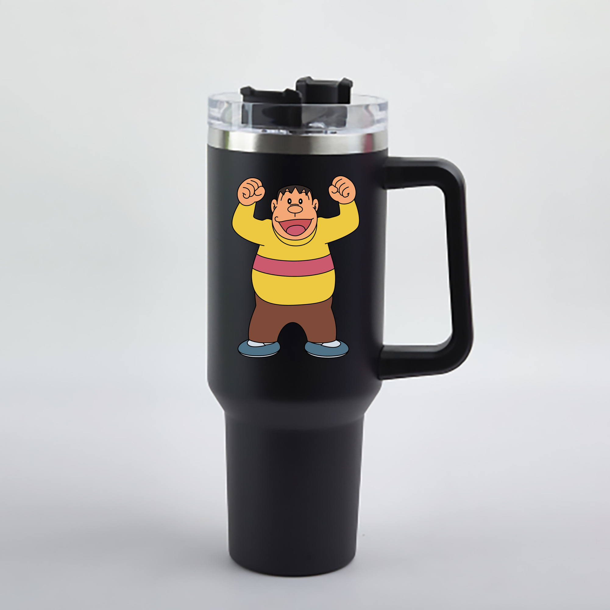 （画像用） ドラえもん 剛田武 Doraemon Gouta Takeshi 1200mL車用タンブラー - クリスタルステッカー（プラスチックストロー付き）