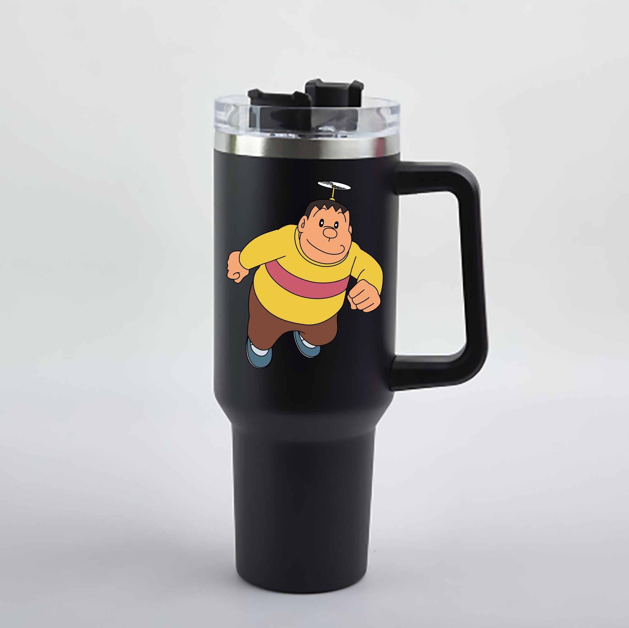 （画像用） ドラえもん 剛田武 Doraemon Gouta Takeshi 1200mL車用タンブラー - クリスタルステッカー（プラスチックストロー付き）