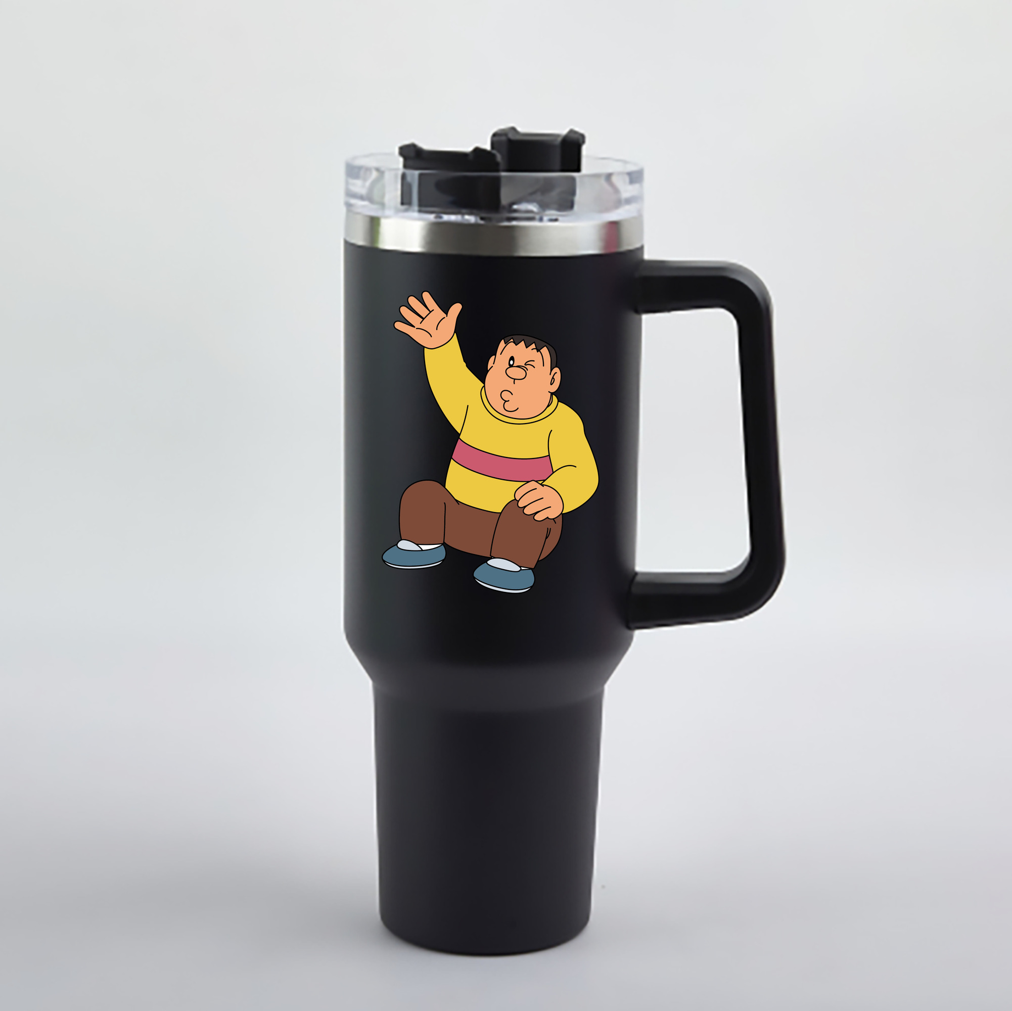 （画像用） ドラえもん 剛田武 Doraemon Gouta Takeshi 1200mL車用タンブラー - クリスタルステッカー（プラスチックストロー付き）