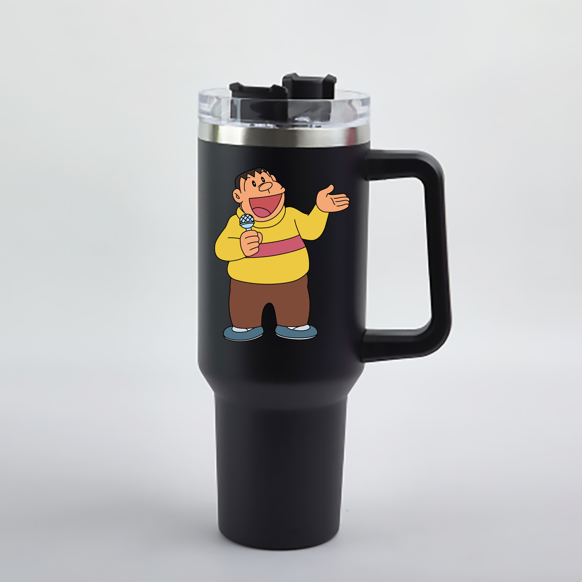 （画像用） ドラえもん 剛田武 Doraemon Gouta Takeshi 1200mL車用タンブラー - クリスタルステッカー（プラスチックストロー付き）