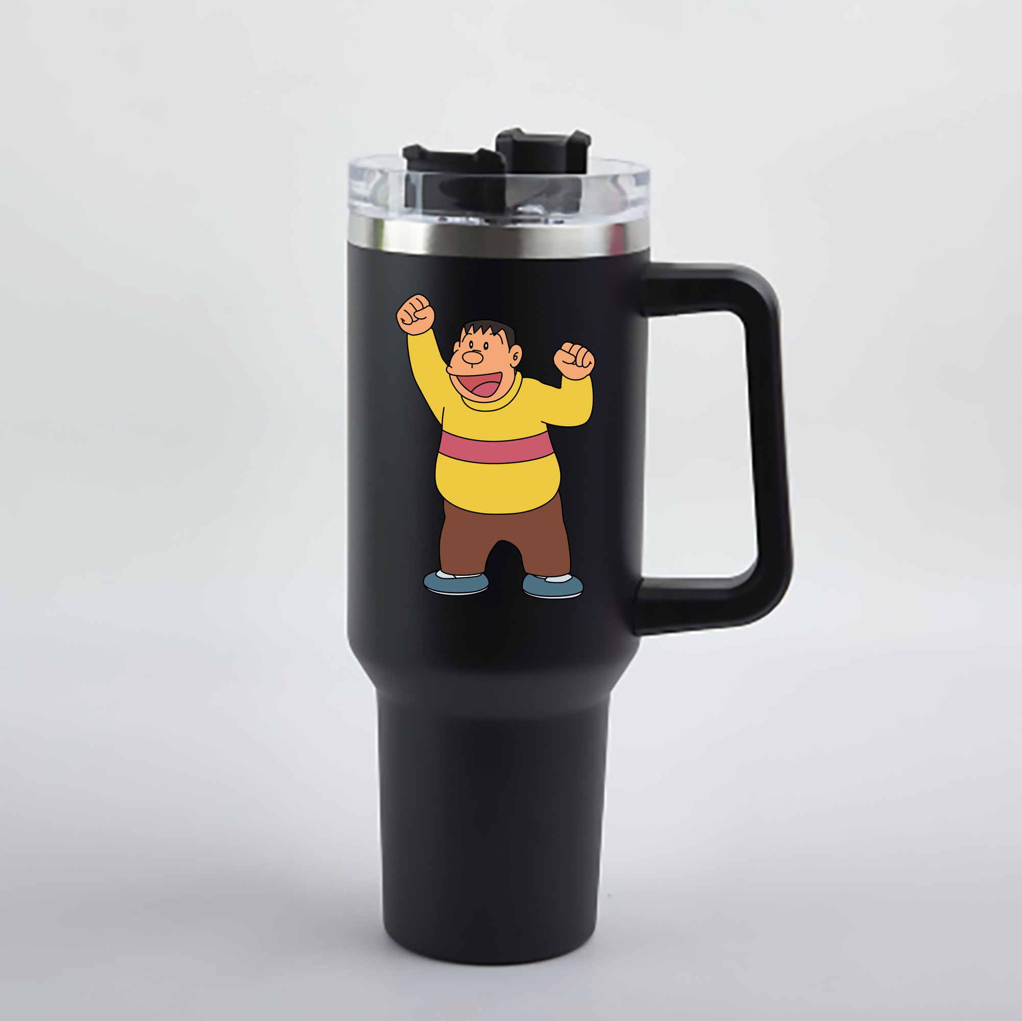 （画像用） ドラえもん 剛田武 Doraemon Gouta Takeshi 1200mL車用タンブラー - クリスタルステッカー（プラスチックストロー付き）