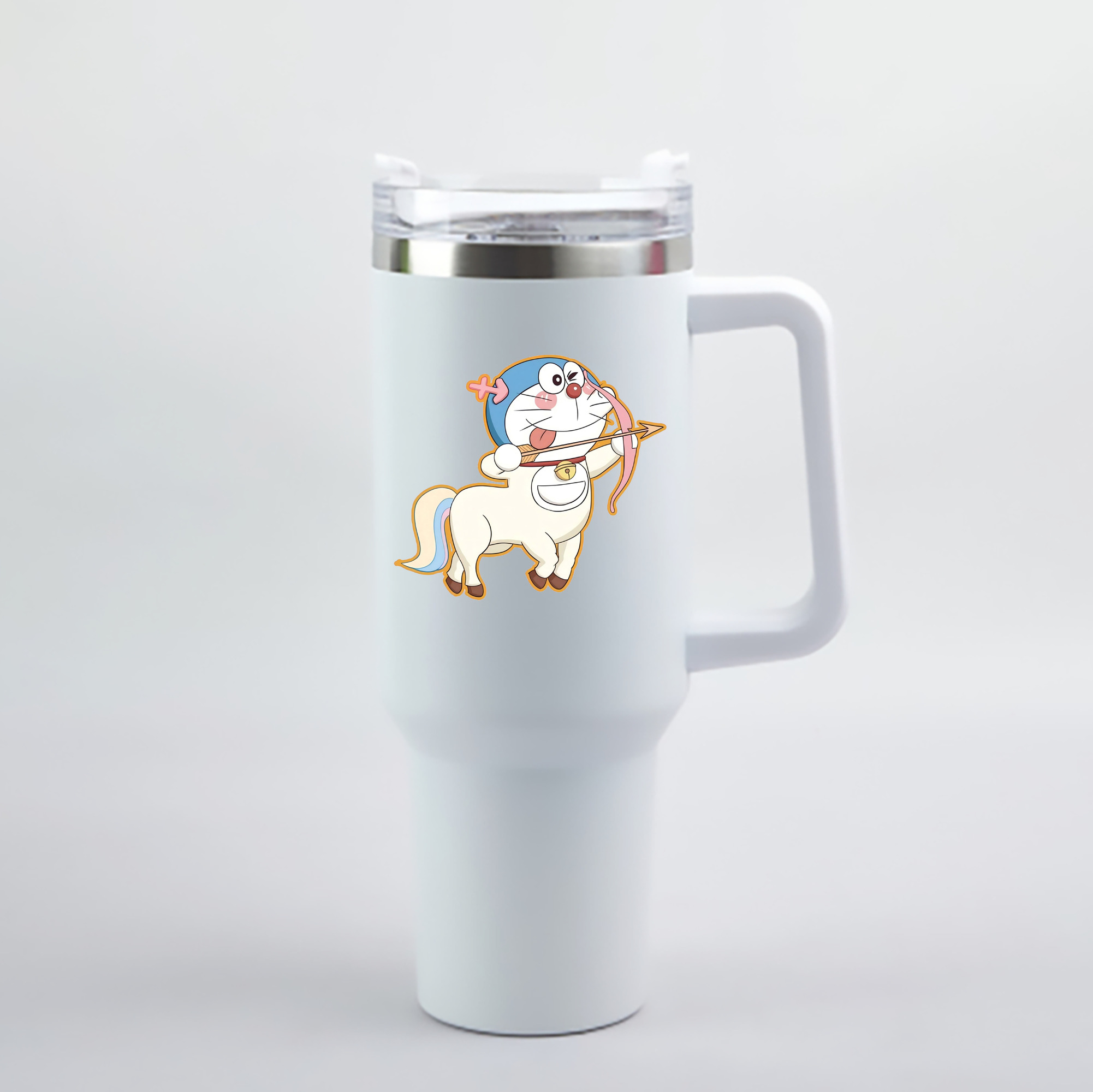 （画像用） ドラえもん Doraemon 1200mL車用タンブラー - クリスタルステッカー（プラスチックストロー付き）