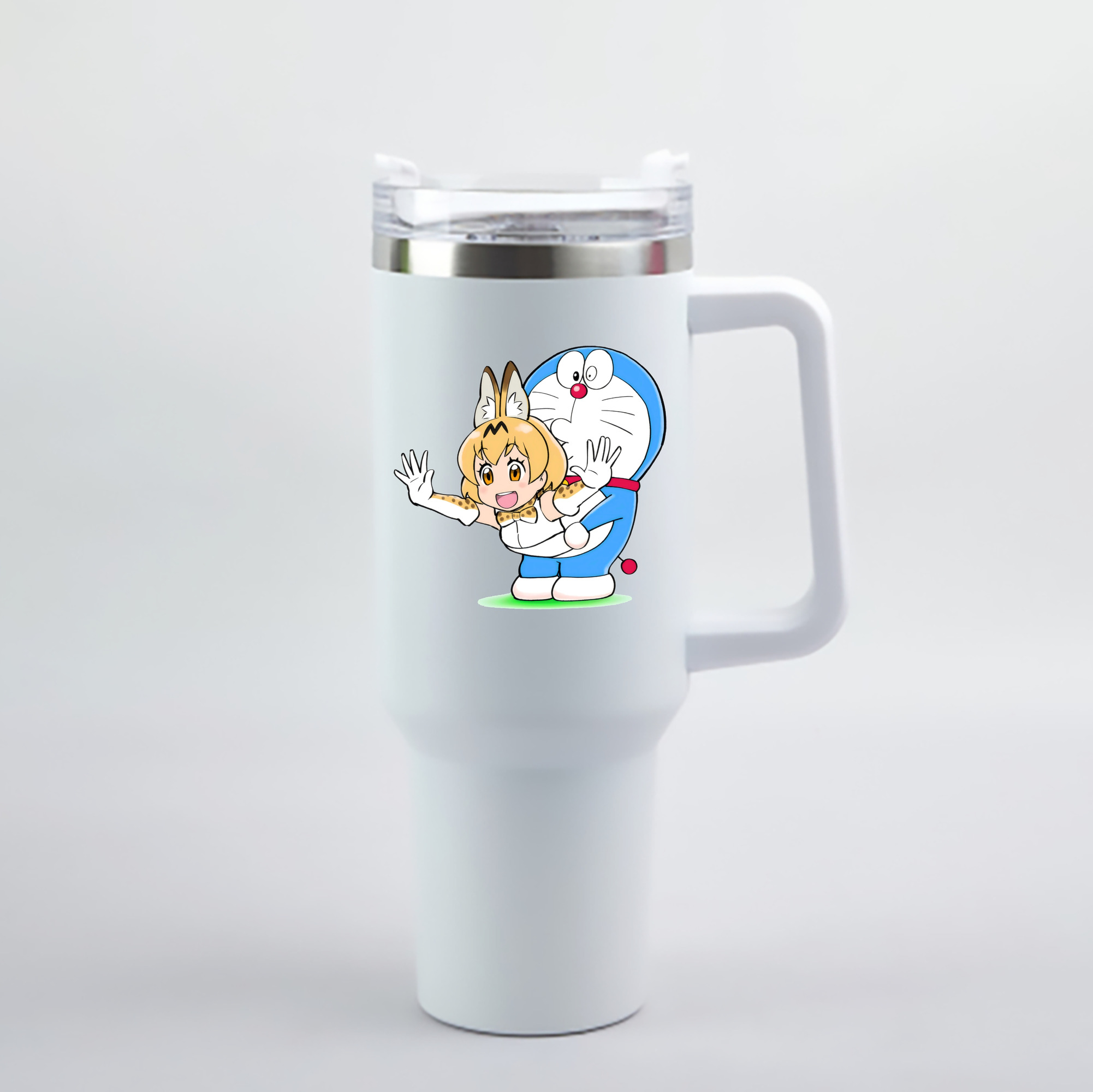 （画像用） ドラえもん Doraemon 1200mL車用タンブラー - クリスタルステッカー（プラスチックストロー付き）