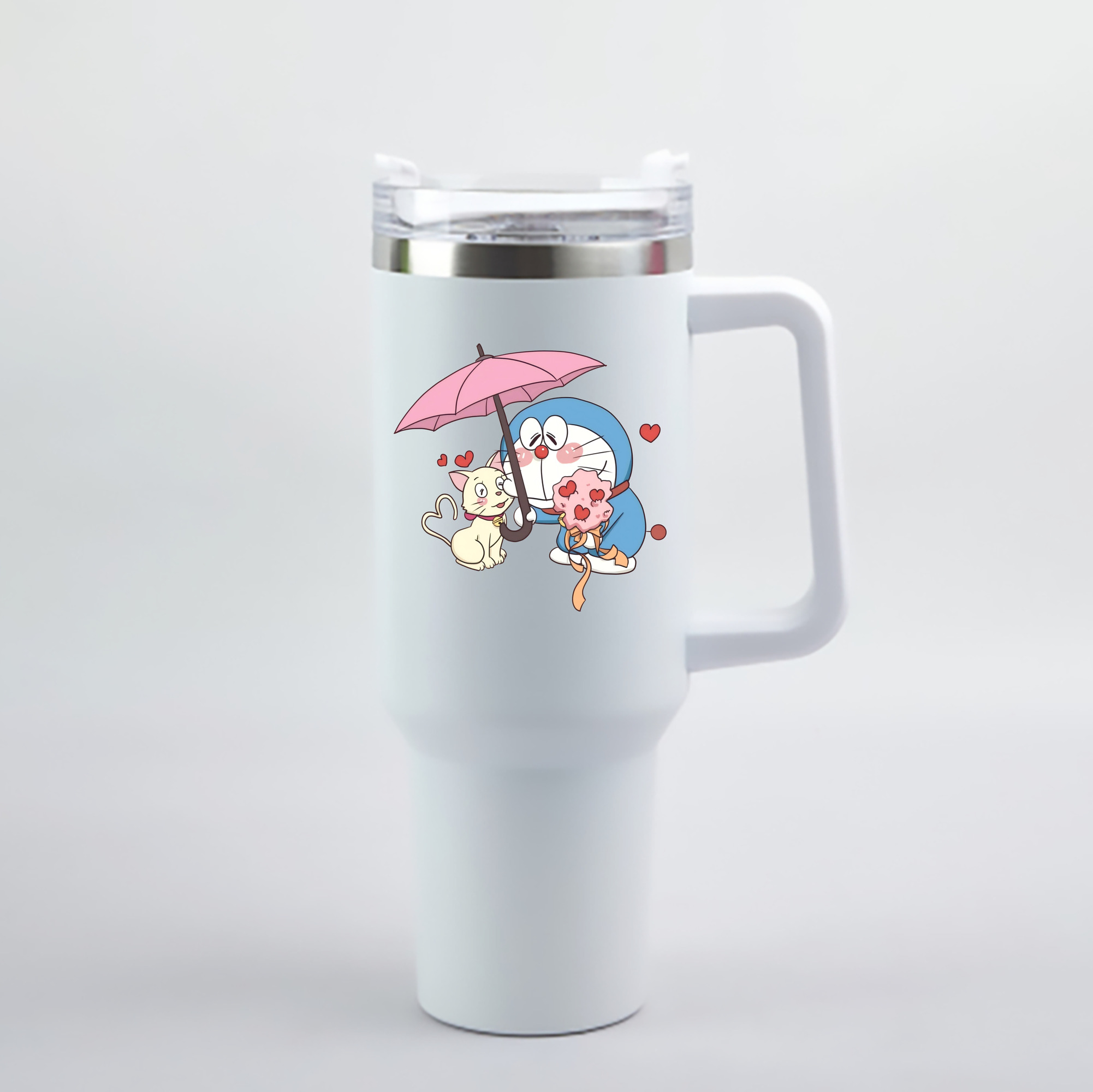 （画像用） ドラえもん Doraemon 1200mL車用タンブラー - クリスタルステッカー（プラスチックストロー付き）