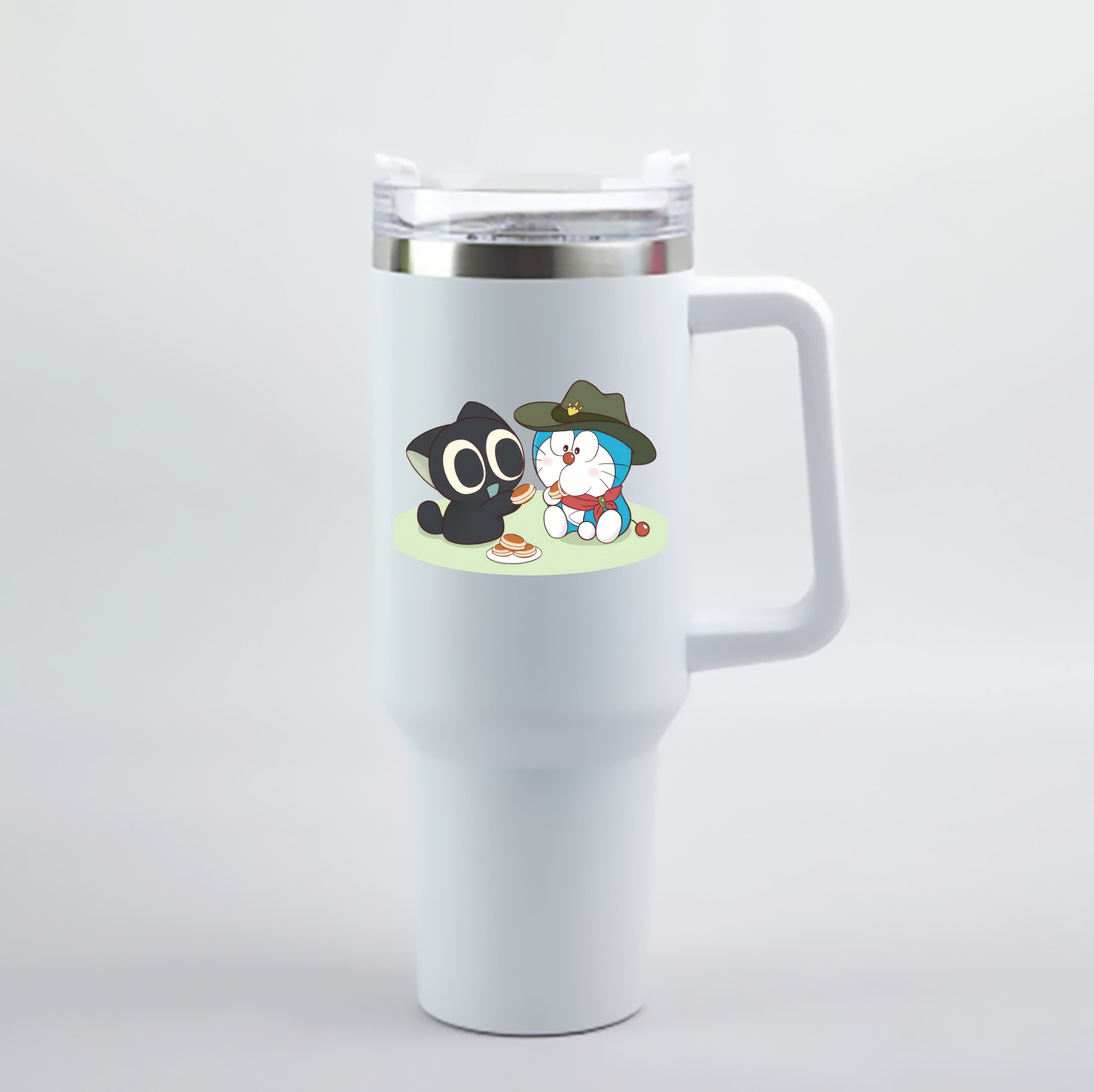 （画像用） ドラえもん Doraemon 1200mL車用タンブラー - クリスタルステッカー（プラスチックストロー付き）