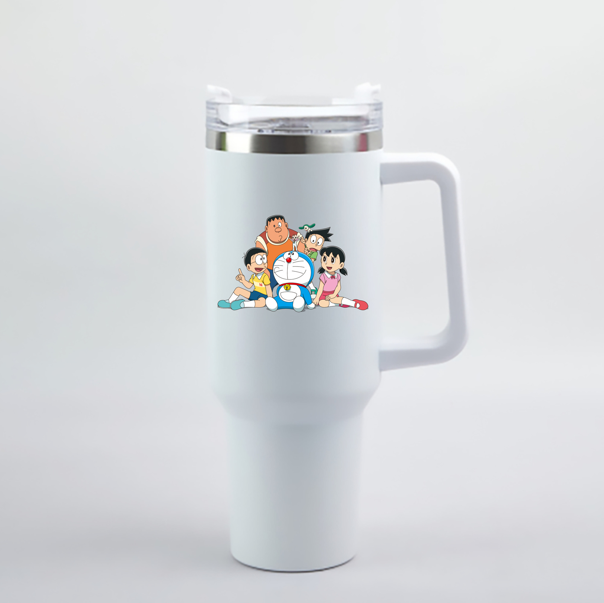 （画像用） ドラえもん Doraemon 1200mL車用タンブラー - クリスタルステッカー（プラスチックストロー付き）