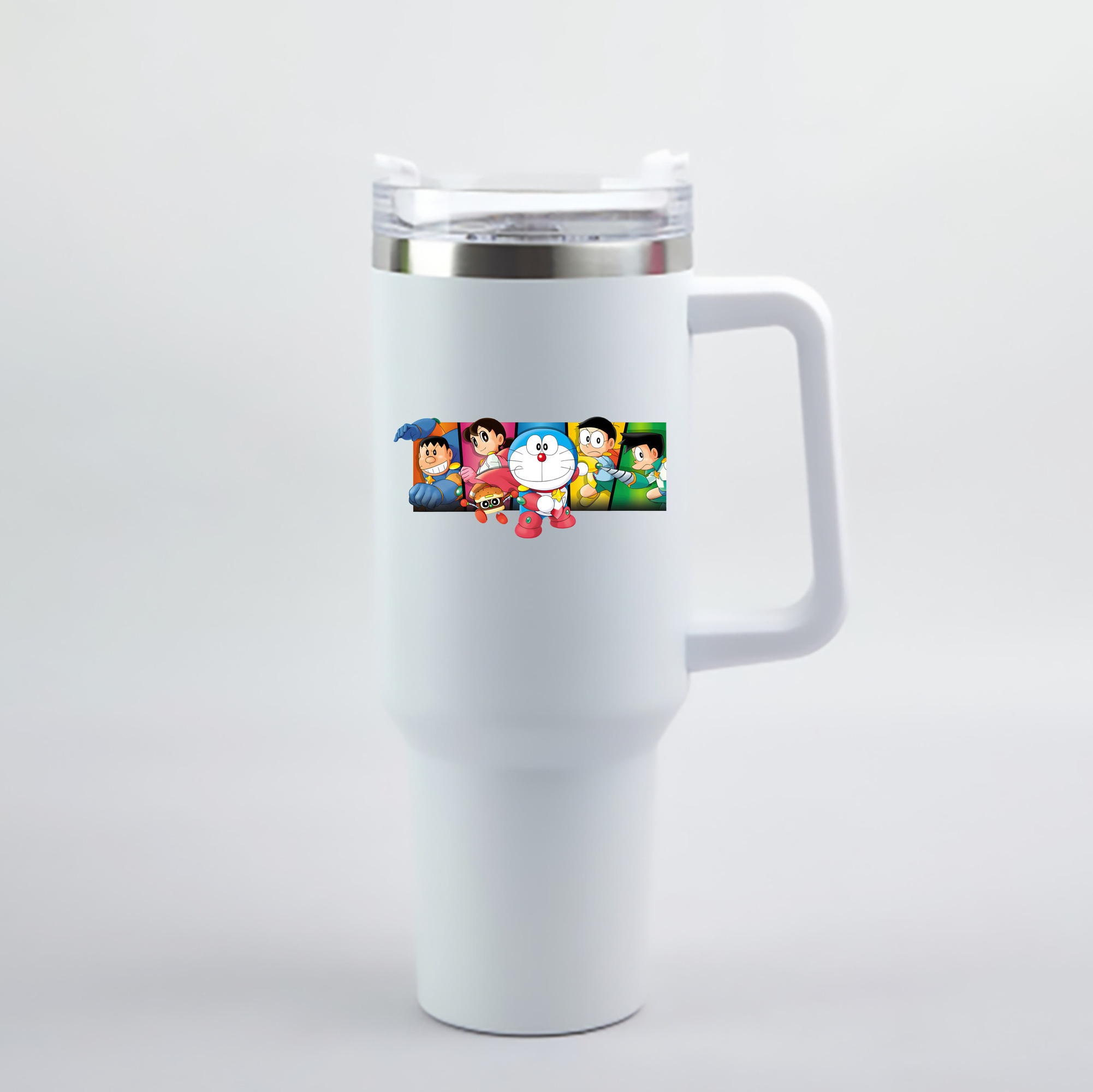 （画像用） ドラえもん Doraemon 1200mL車用タンブラー - クリスタルステッカー（プラスチックストロー付き）