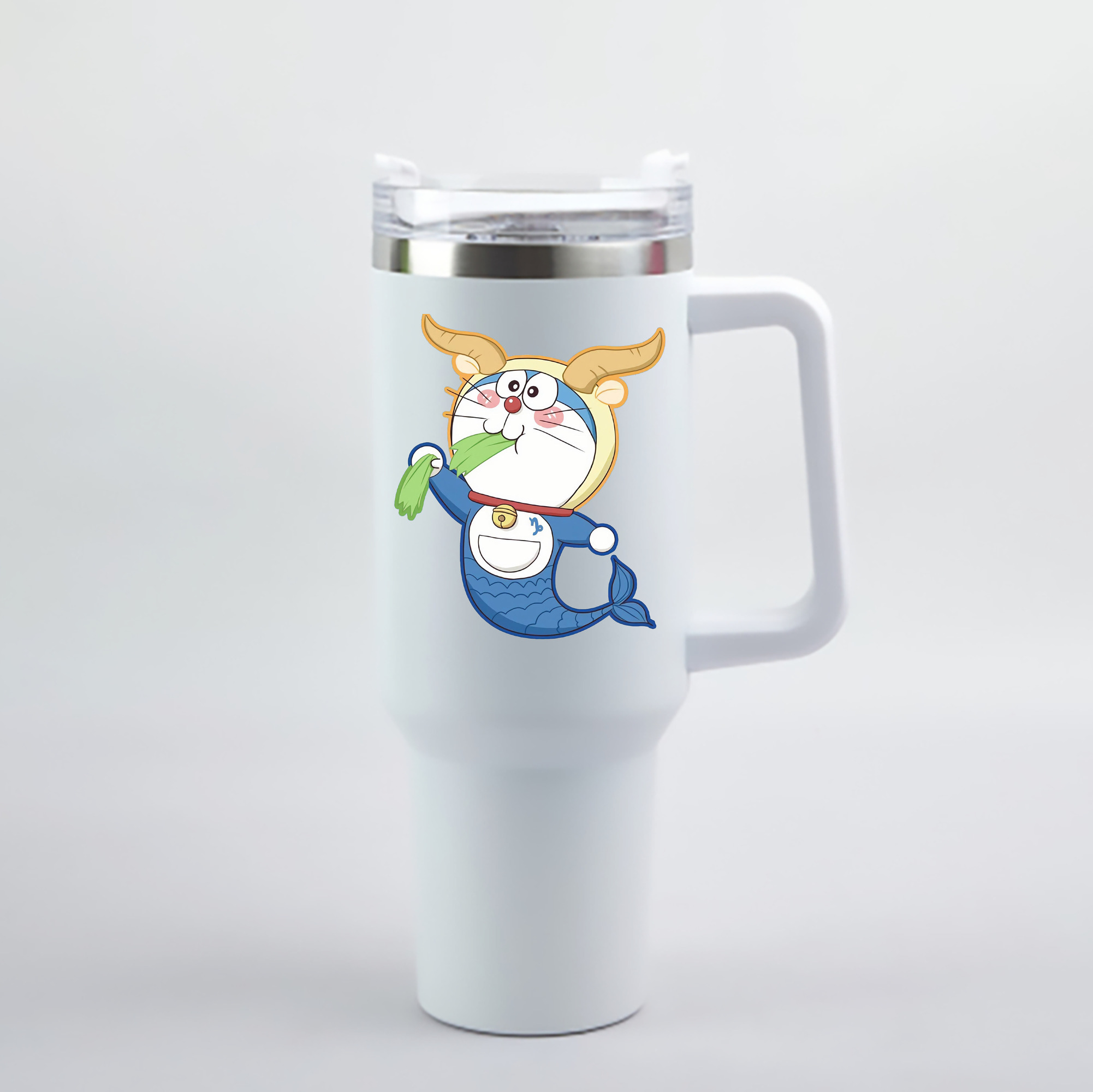 （画像用） ドラえもん Doraemon 1200mL車用タンブラー - クリスタルステッカー（プラスチックストロー付き）
