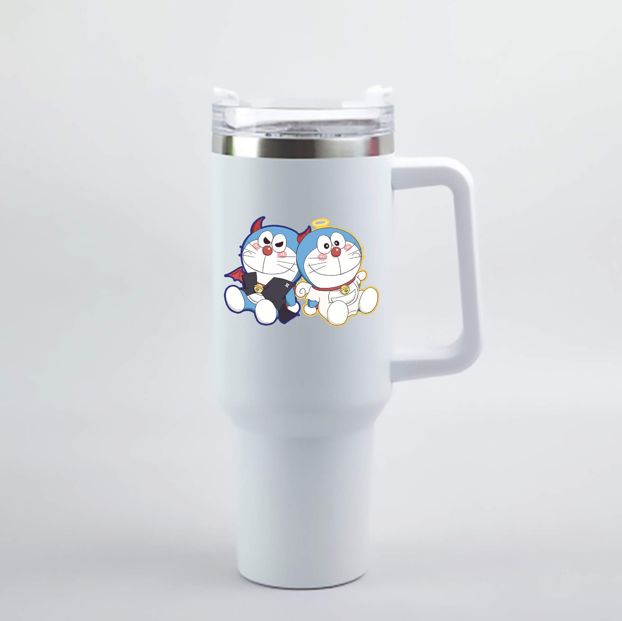 （画像用） ドラえもん Doraemon 1200mL車用タンブラー - クリスタルステッカー（プラスチックストロー付き）