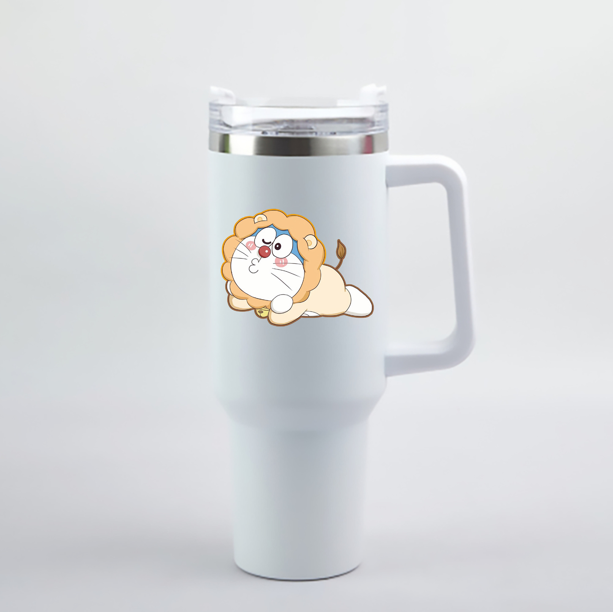 （画像用） ドラえもん Doraemon 1200mL車用タンブラー - クリスタルステッカー（プラスチックストロー付き）