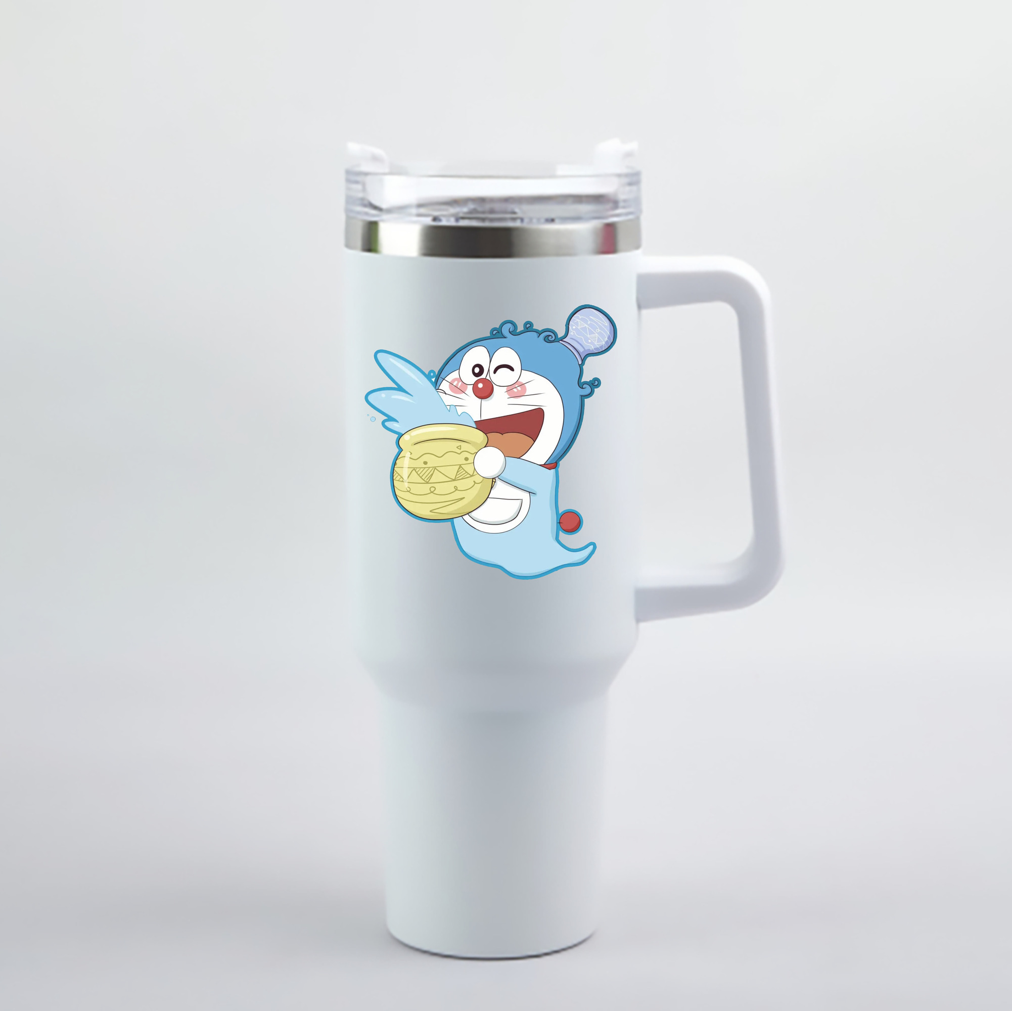 （画像用） ドラえもん Doraemon 1200mL車用タンブラー - クリスタルステッカー（プラスチックストロー付き）