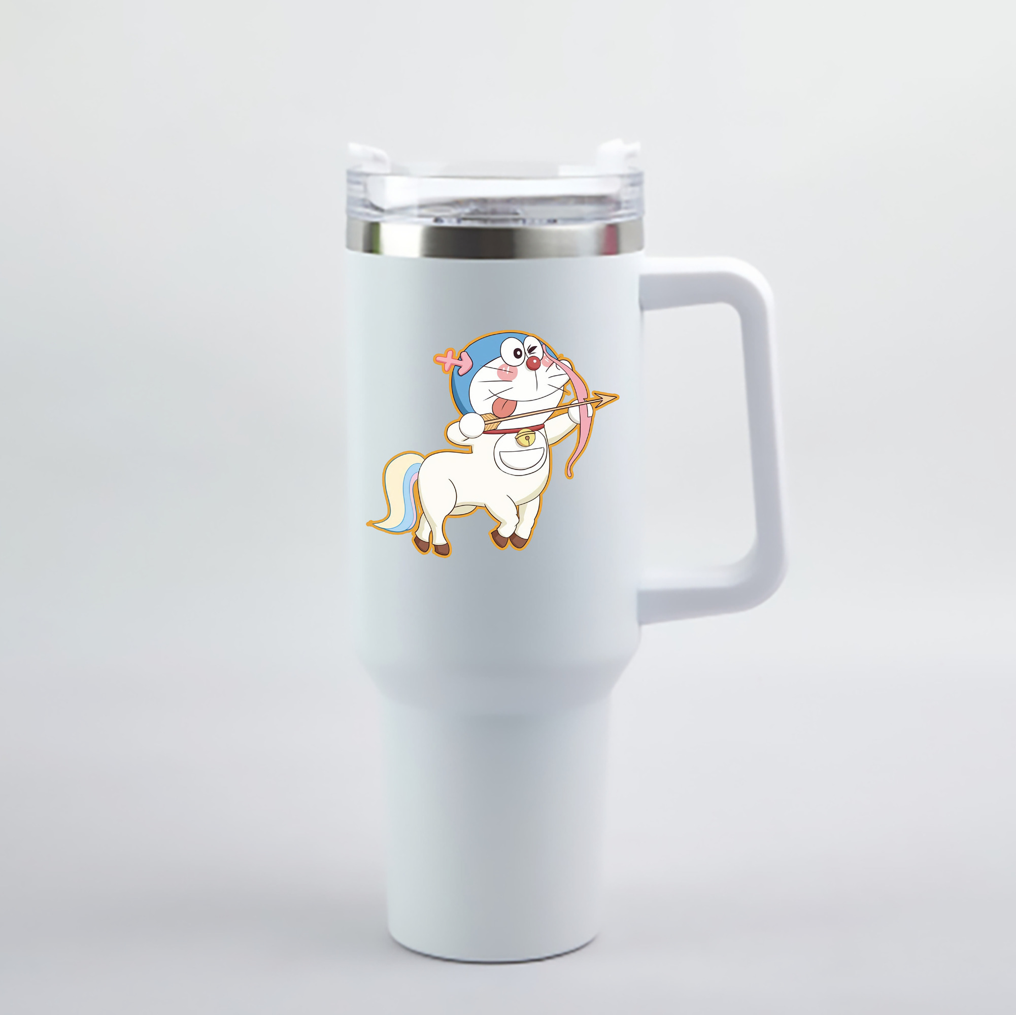 （画像用） ドラえもん Doraemon 1200mL車用タンブラー - クリスタルステッカー（プラスチックストロー付き）