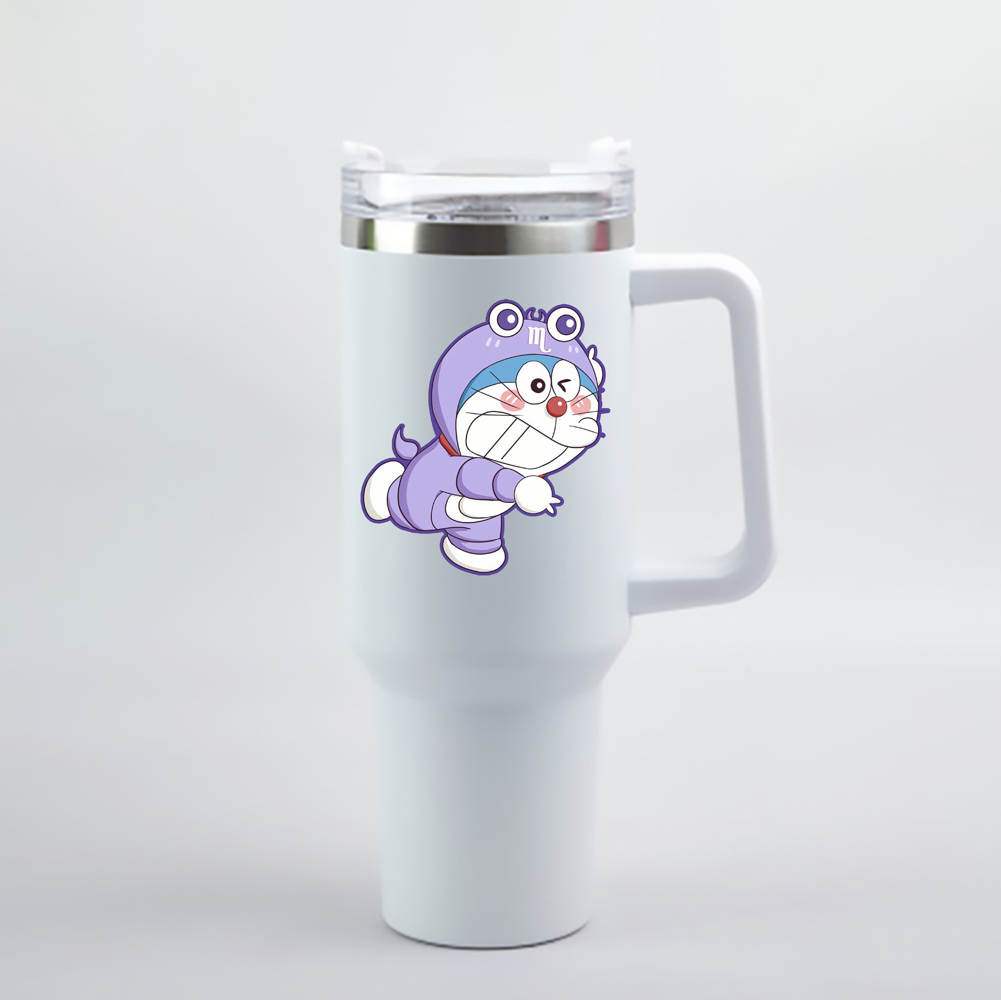 （画像用） ドラえもん Doraemon 1200mL車用タンブラー - クリスタルステッカー（プラスチックストロー付き）