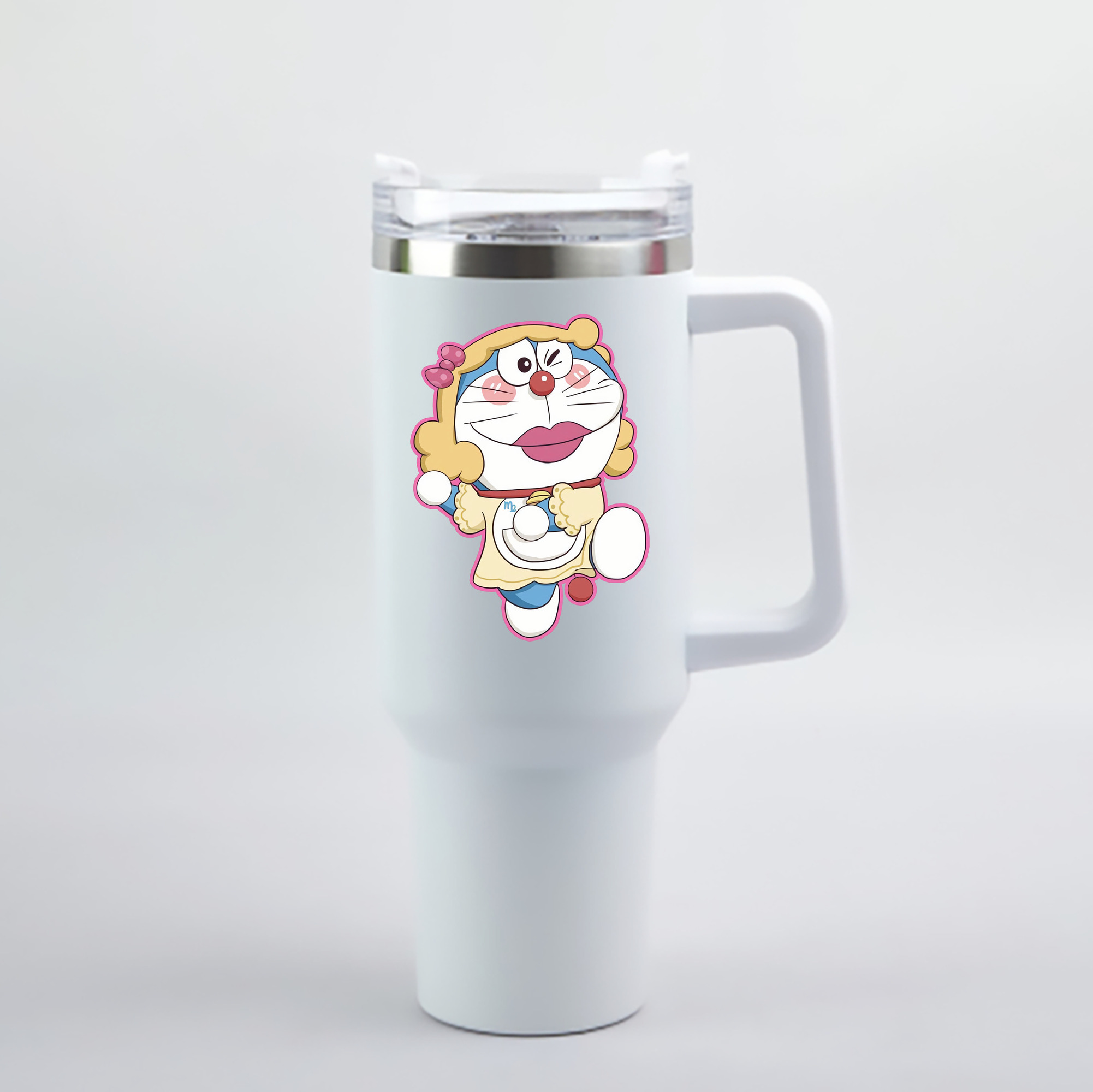（画像用） ドラえもん Doraemon 1200mL車用タンブラー - クリスタルステッカー（プラスチックストロー付き）