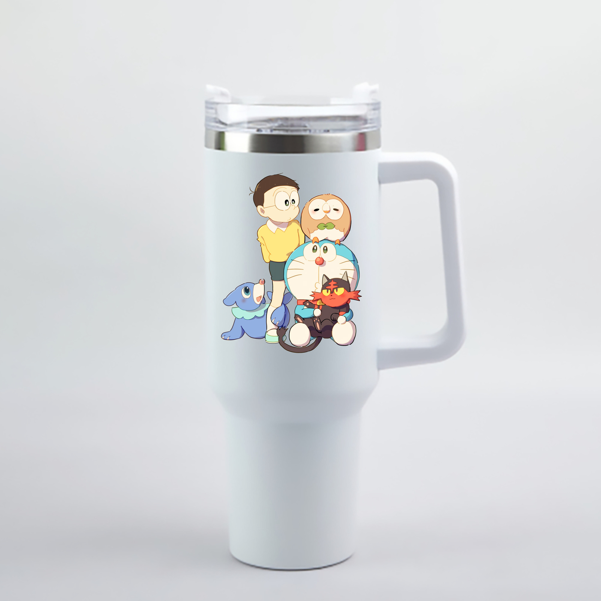 （画像用） ドラえもん Doraemon 1200mL車用タンブラー - クリスタルステッカー（プラスチックストロー付き）