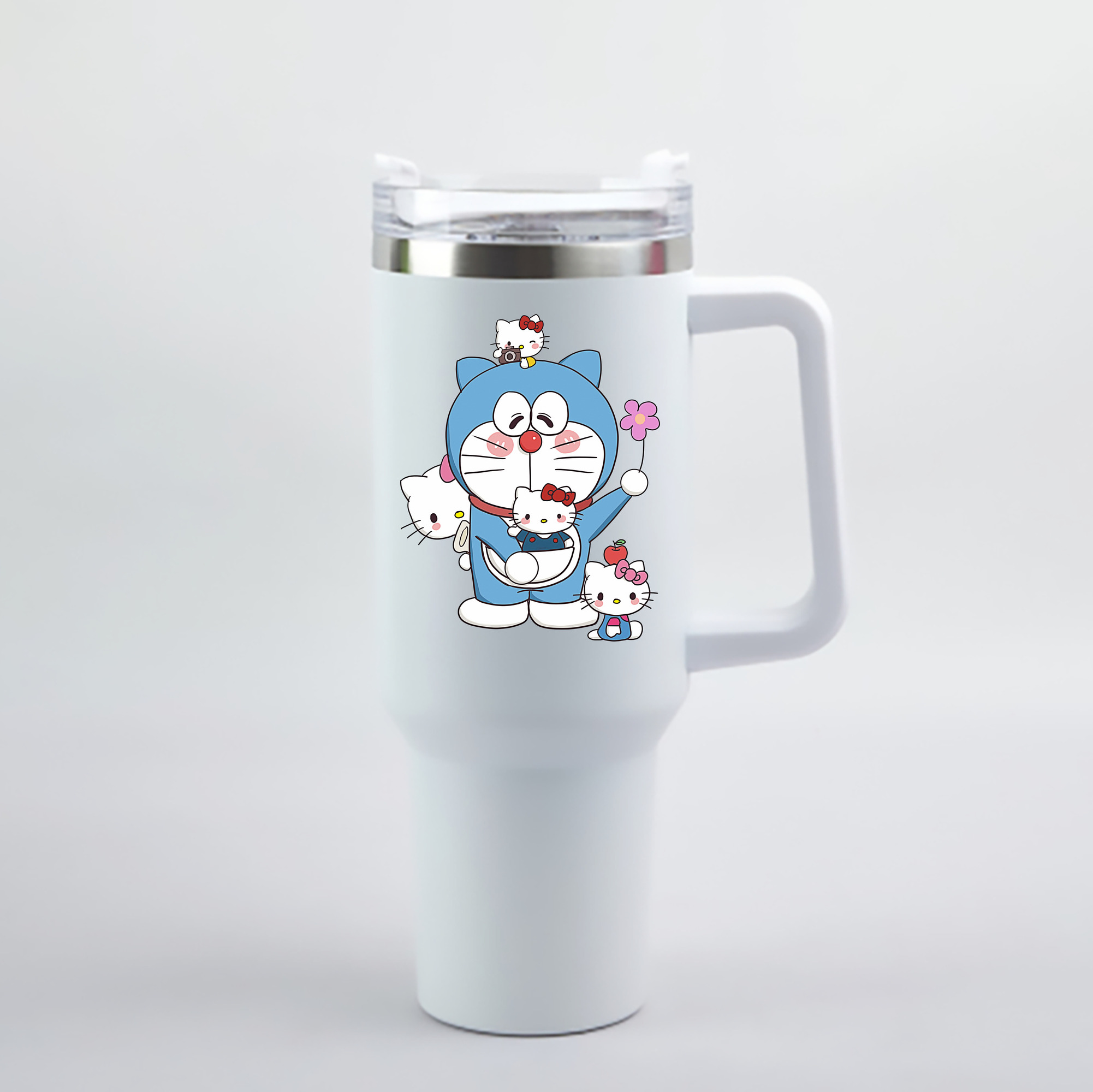 （画像用） ドラえもん Doraemon 1200mL車用タンブラー - クリスタルステッカー（プラスチックストロー付き）