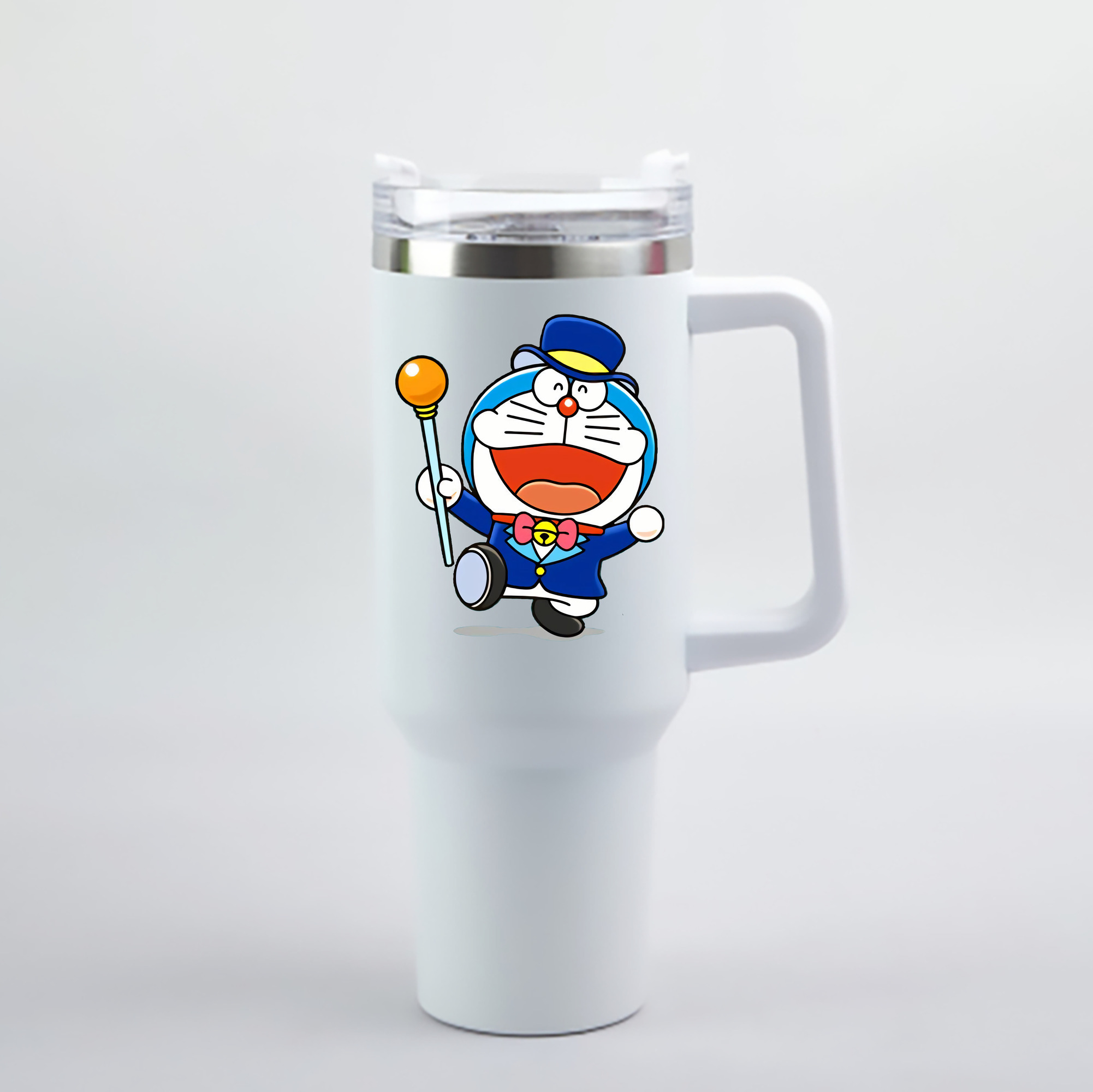 （画像用） ドラえもん Doraemon 1200mL車用タンブラー - クリスタルステッカー（プラスチックストロー付き）