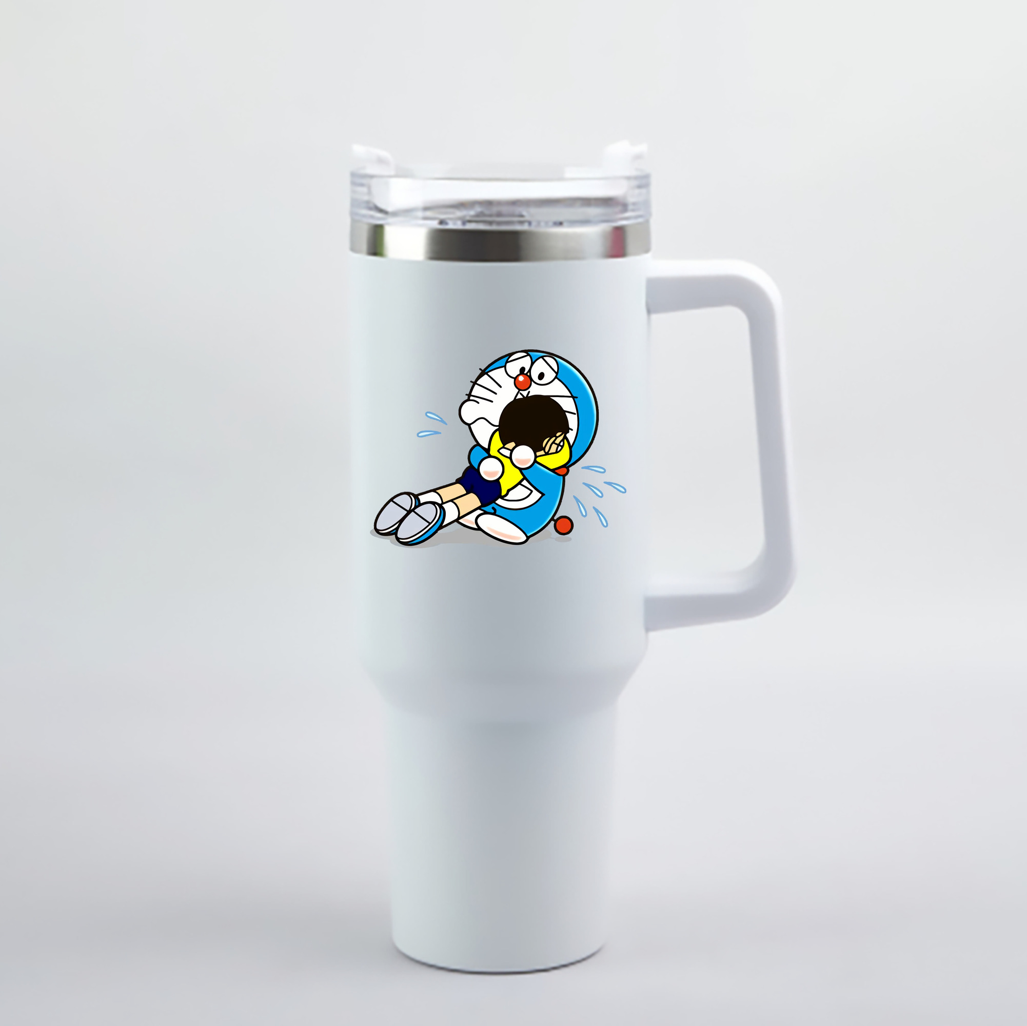 （画像用） ドラえもん Doraemon 1200mL車用タンブラー - クリスタルステッカー（プラスチックストロー付き）