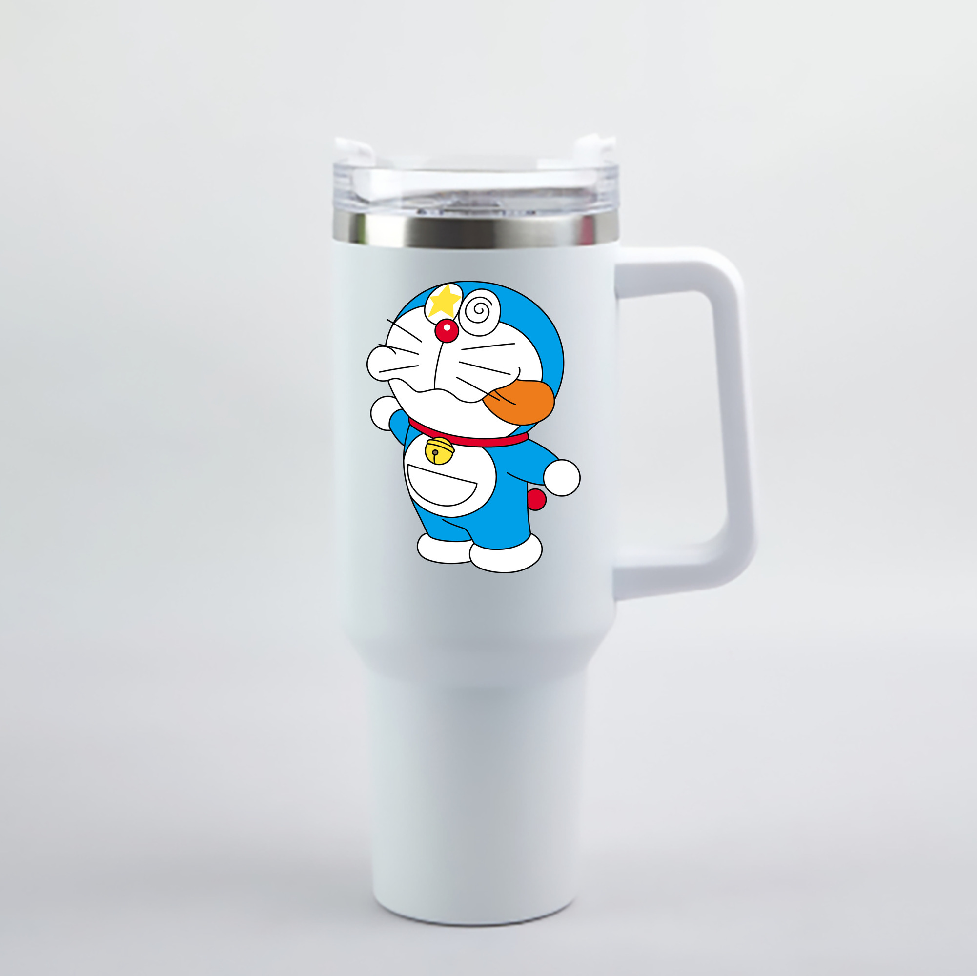 （画像用） ドラえもん Doraemon 1200mL車用タンブラー - クリスタルステッカー（プラスチックストロー付き）