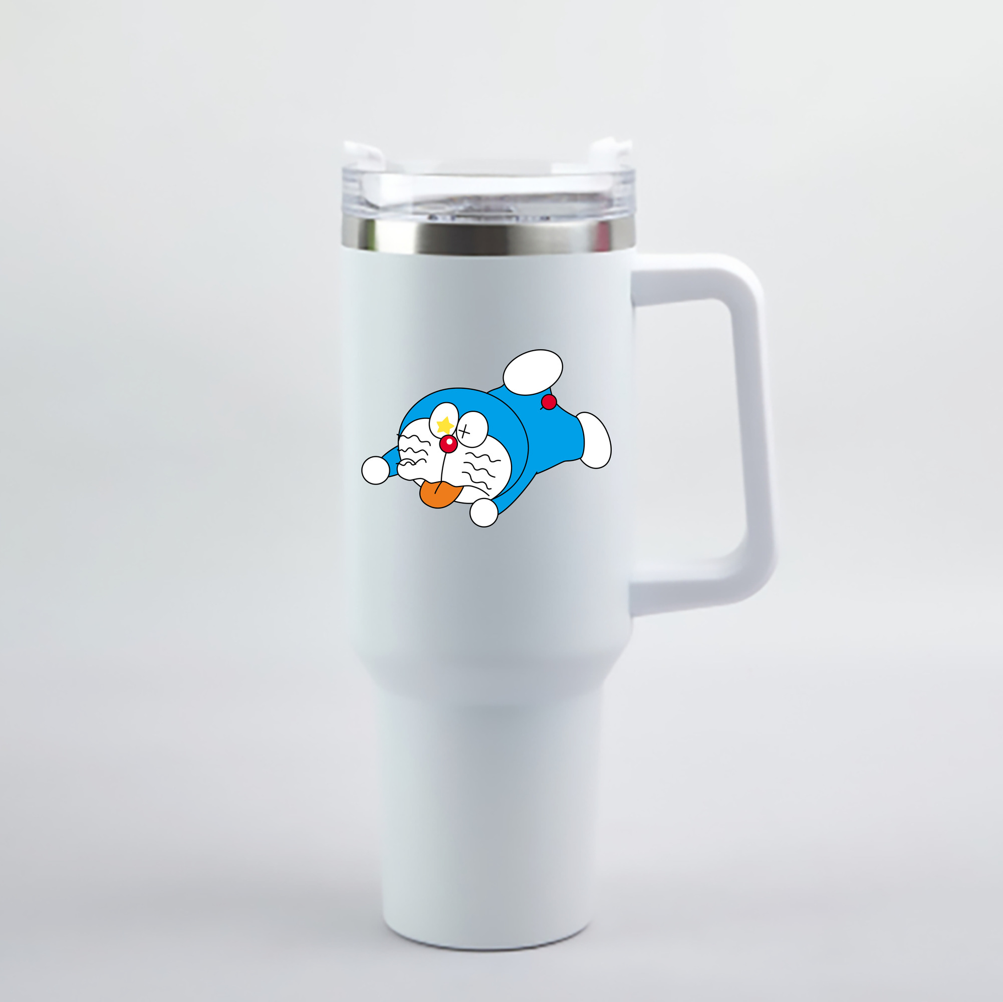 （画像用） ドラえもん Doraemon 1200mL車用タンブラー - クリスタルステッカー（プラスチックストロー付き）