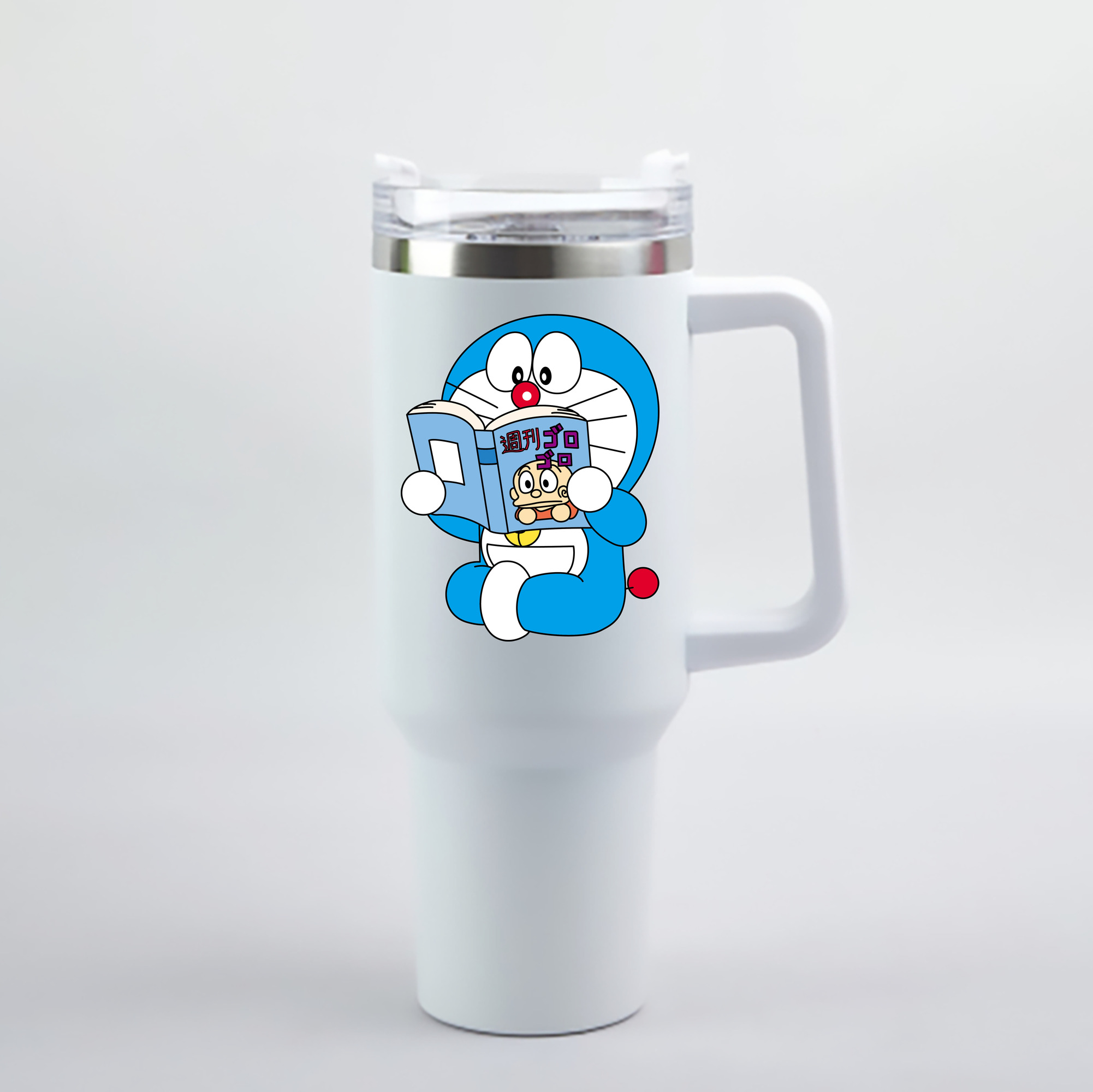 （画像用） ドラえもん Doraemon 1200mL車用タンブラー - クリスタルステッカー（プラスチックストロー付き）