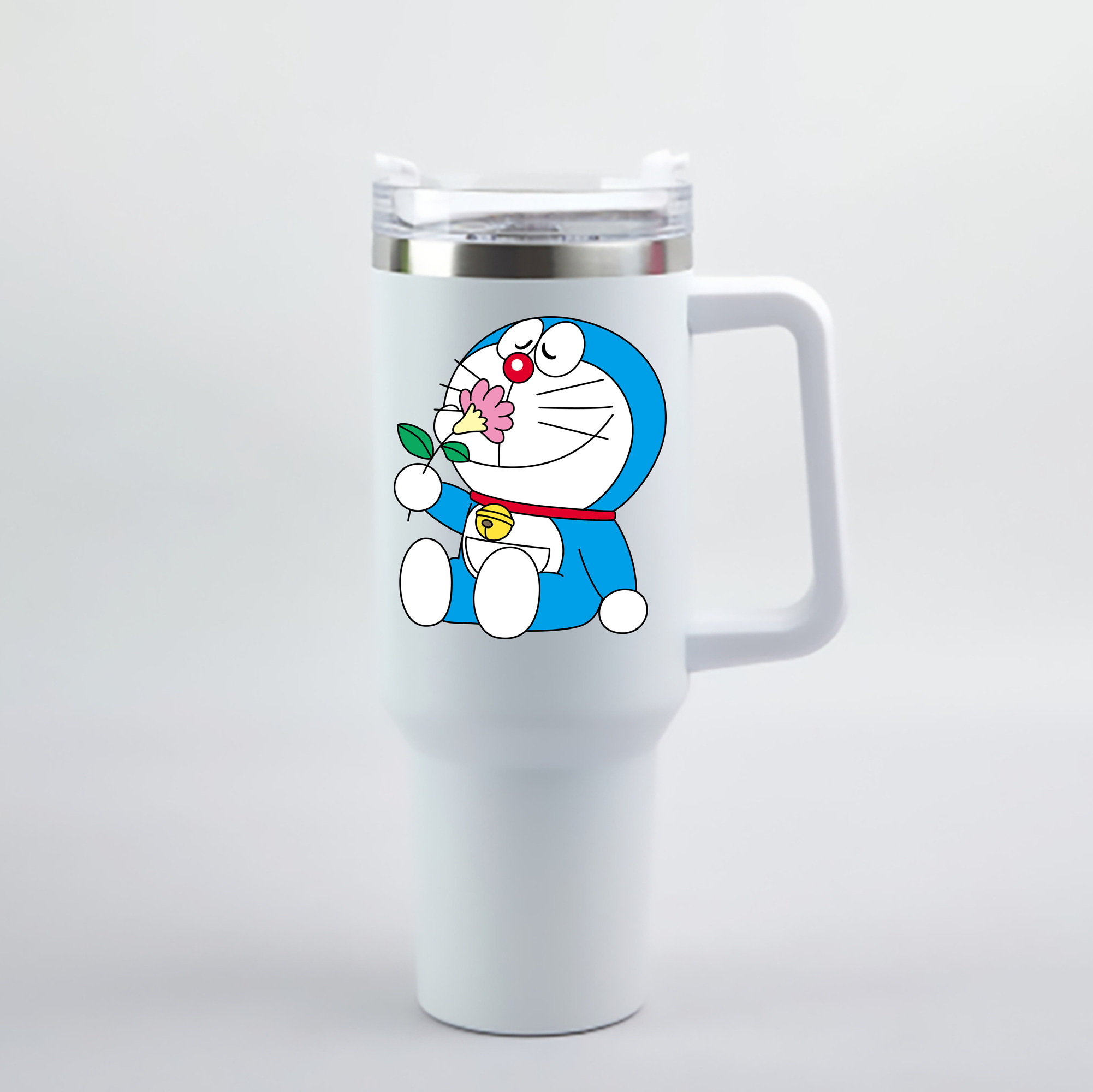 （画像用） ドラえもん Doraemon 1200mL車用タンブラー - クリスタルステッカー（プラスチックストロー付き）