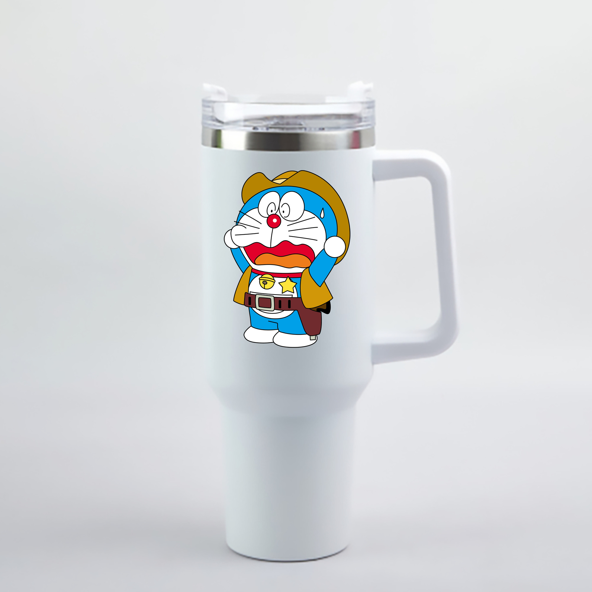 （画像用） ドラえもん Doraemon 1200mL車用タンブラー - クリスタルステッカー（プラスチックストロー付き）