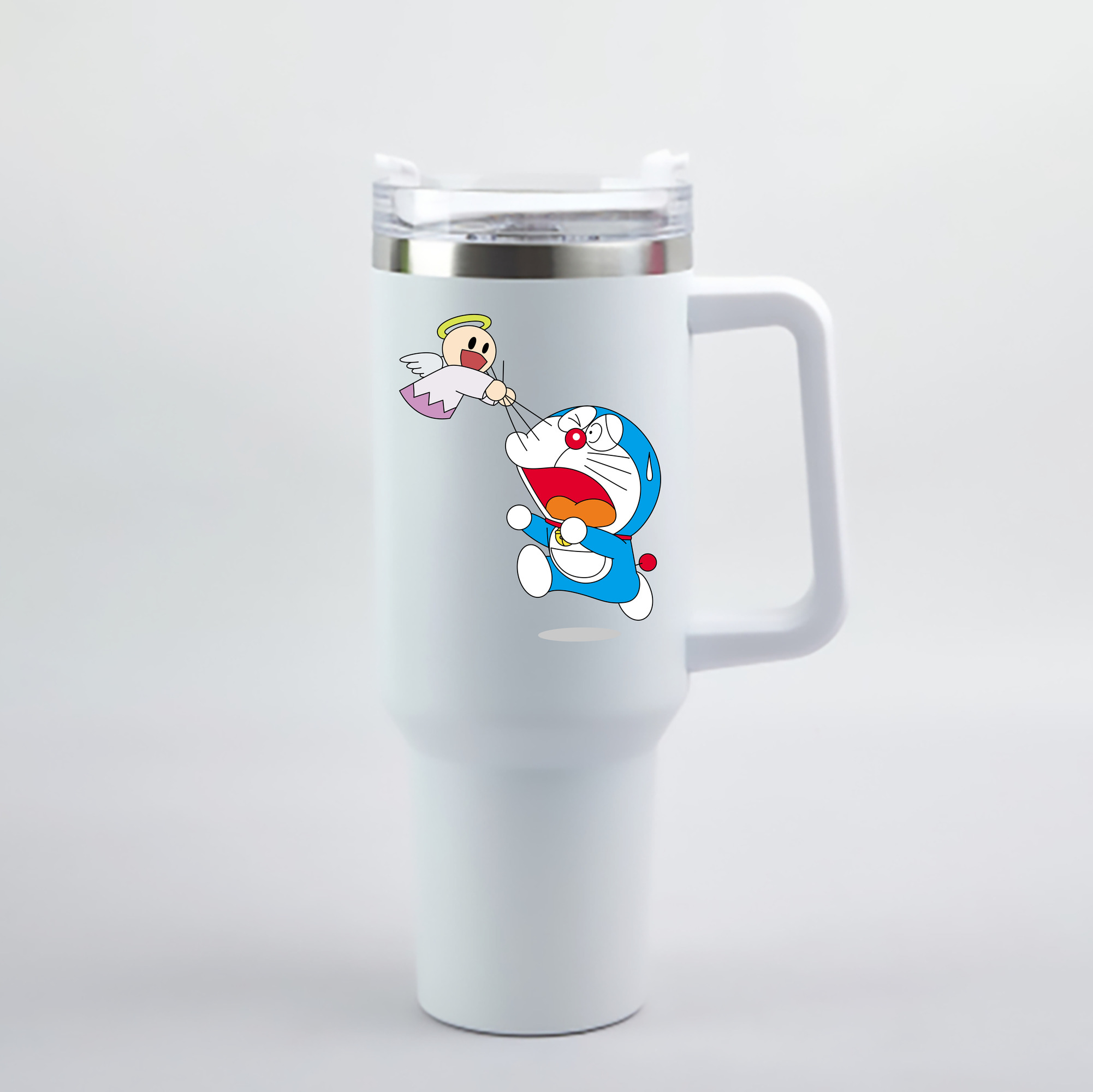 （画像用） ドラえもん Doraemon 1200mL車用タンブラー - クリスタルステッカー（プラスチックストロー付き）