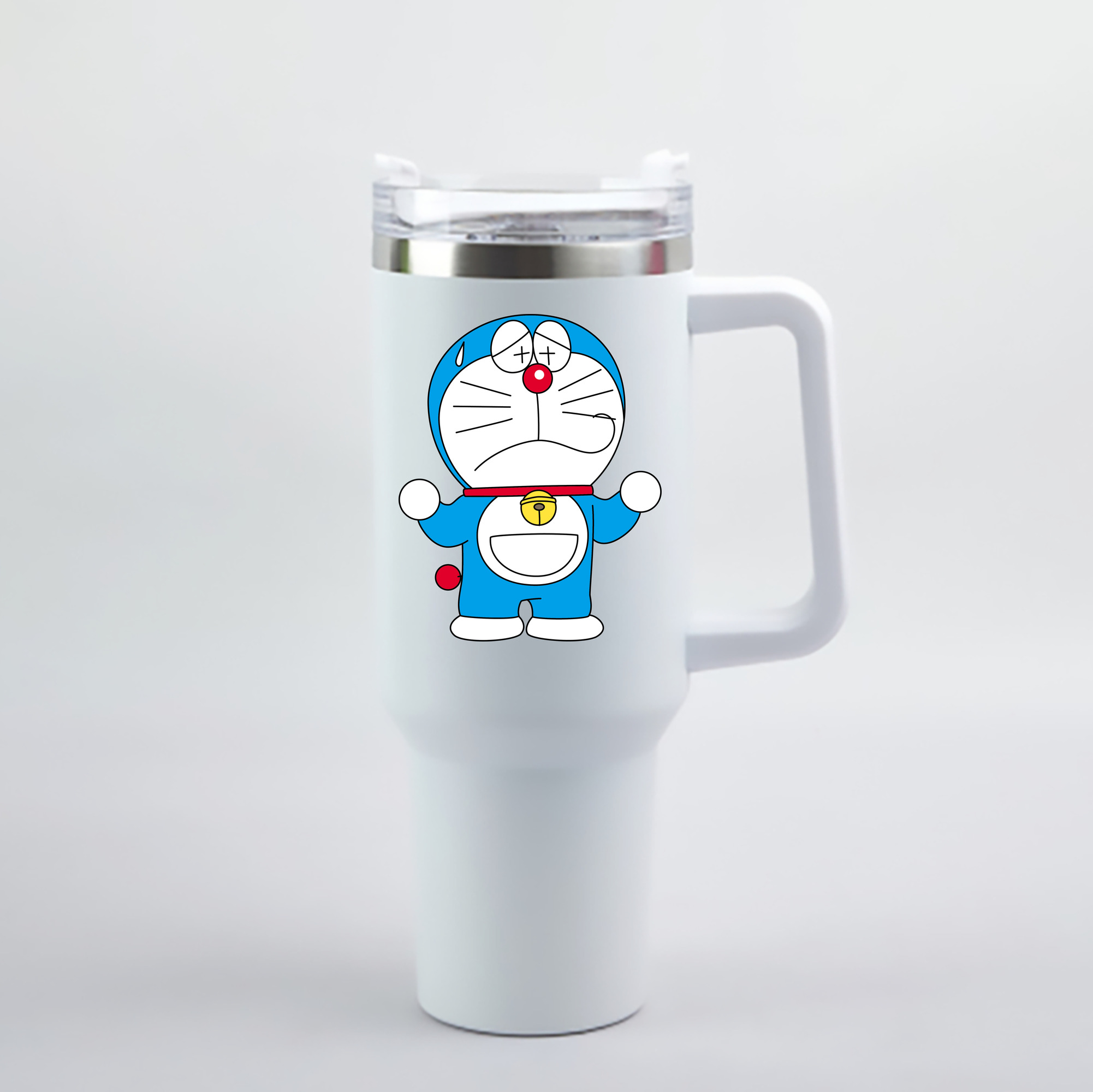 （画像用） ドラえもん Doraemon 1200mL車用タンブラー - クリスタルステッカー（プラスチックストロー付き）