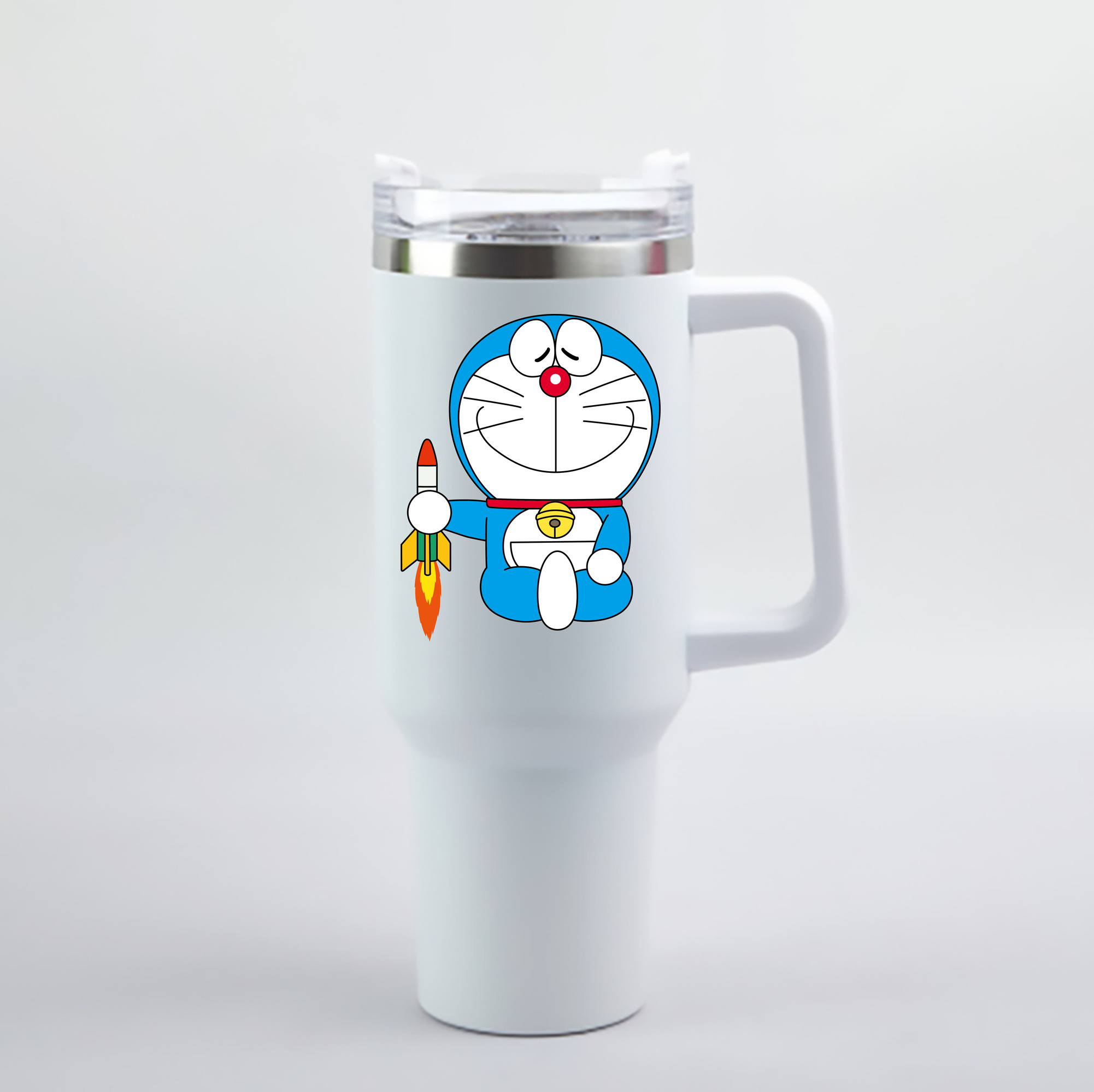 （画像用） ドラえもん Doraemon 1200mL車用タンブラー - クリスタルステッカー（プラスチックストロー付き）