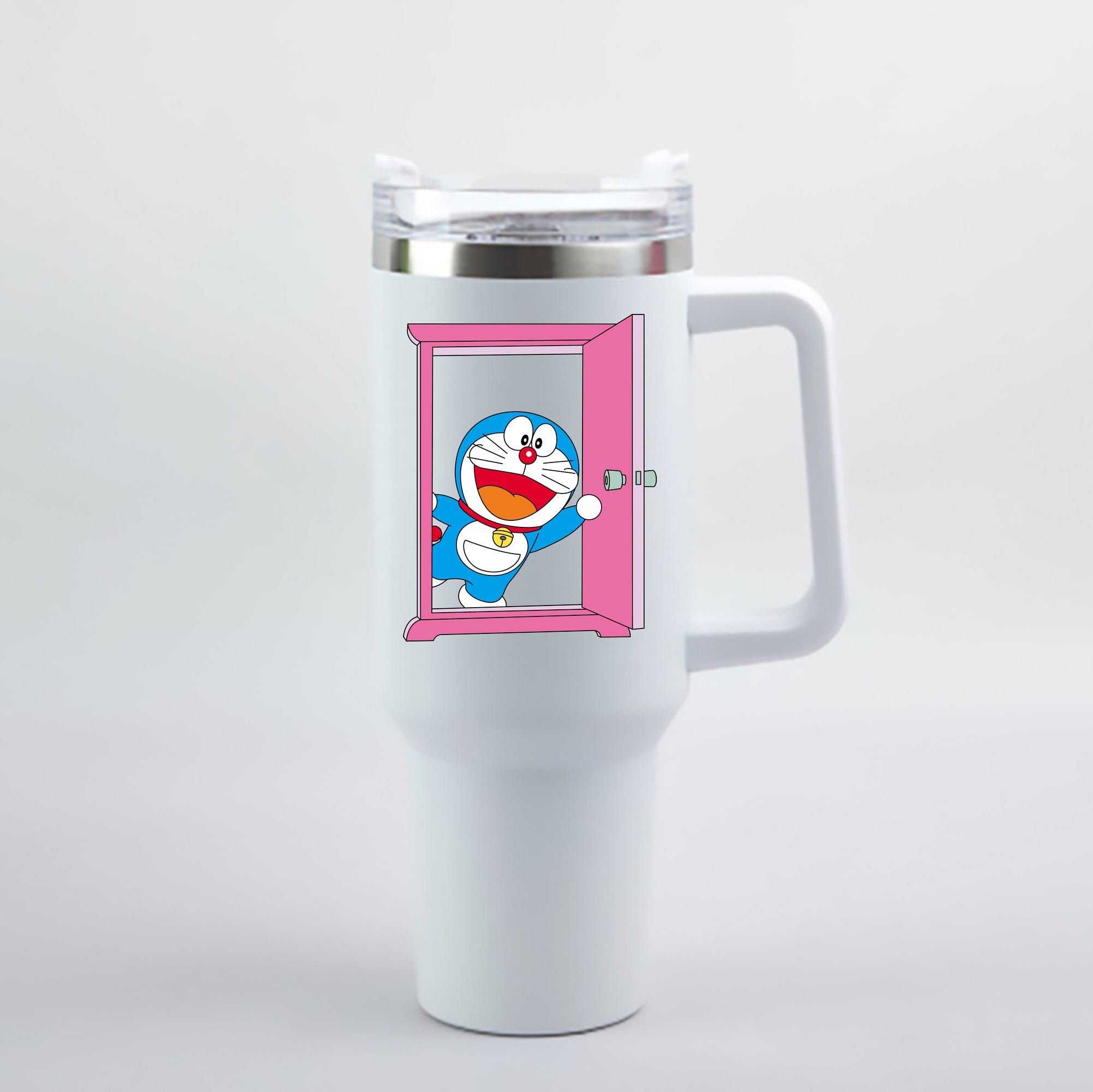 （画像用） ドラえもん Doraemon 1200mL車用タンブラー - クリスタルステッカー（プラスチックストロー付き）