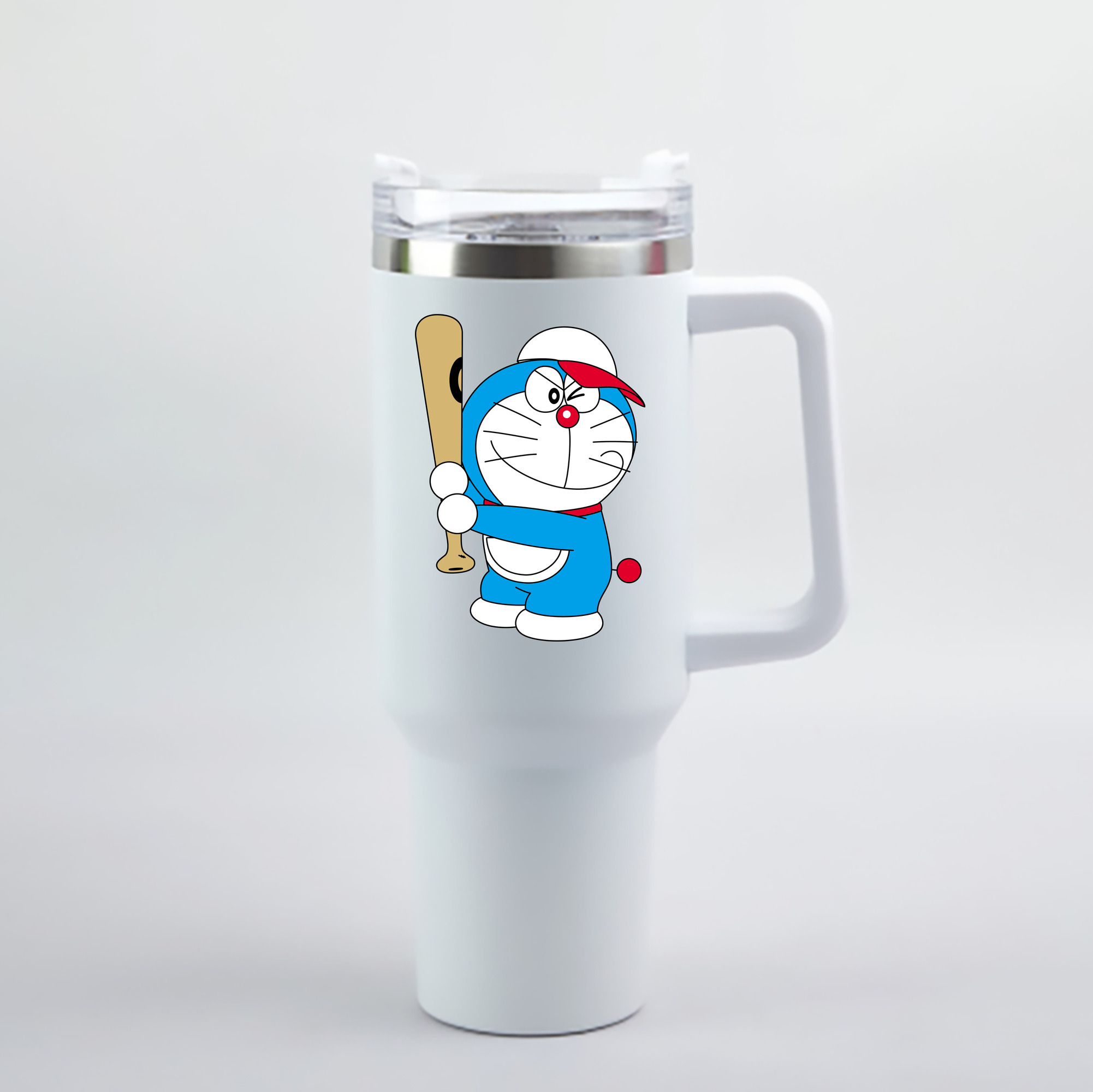 （画像用） ドラえもん Doraemon 1200mL車用タンブラー - クリスタルステッカー（プラスチックストロー付き）