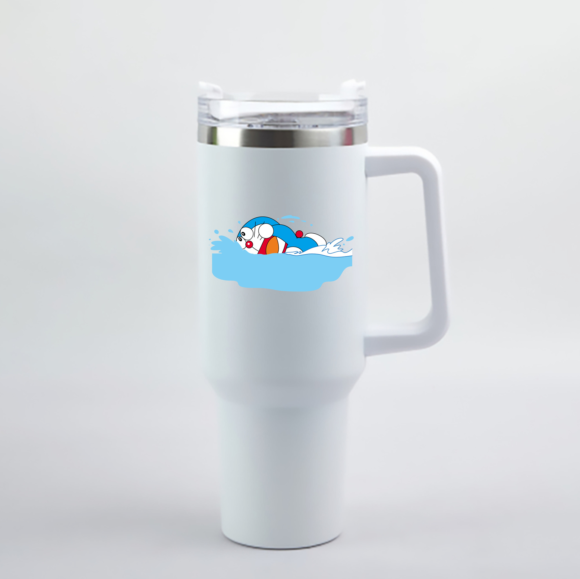 （画像用） ドラえもん Doraemon 1200mL車用タンブラー - クリスタルステッカー（プラスチックストロー付き）