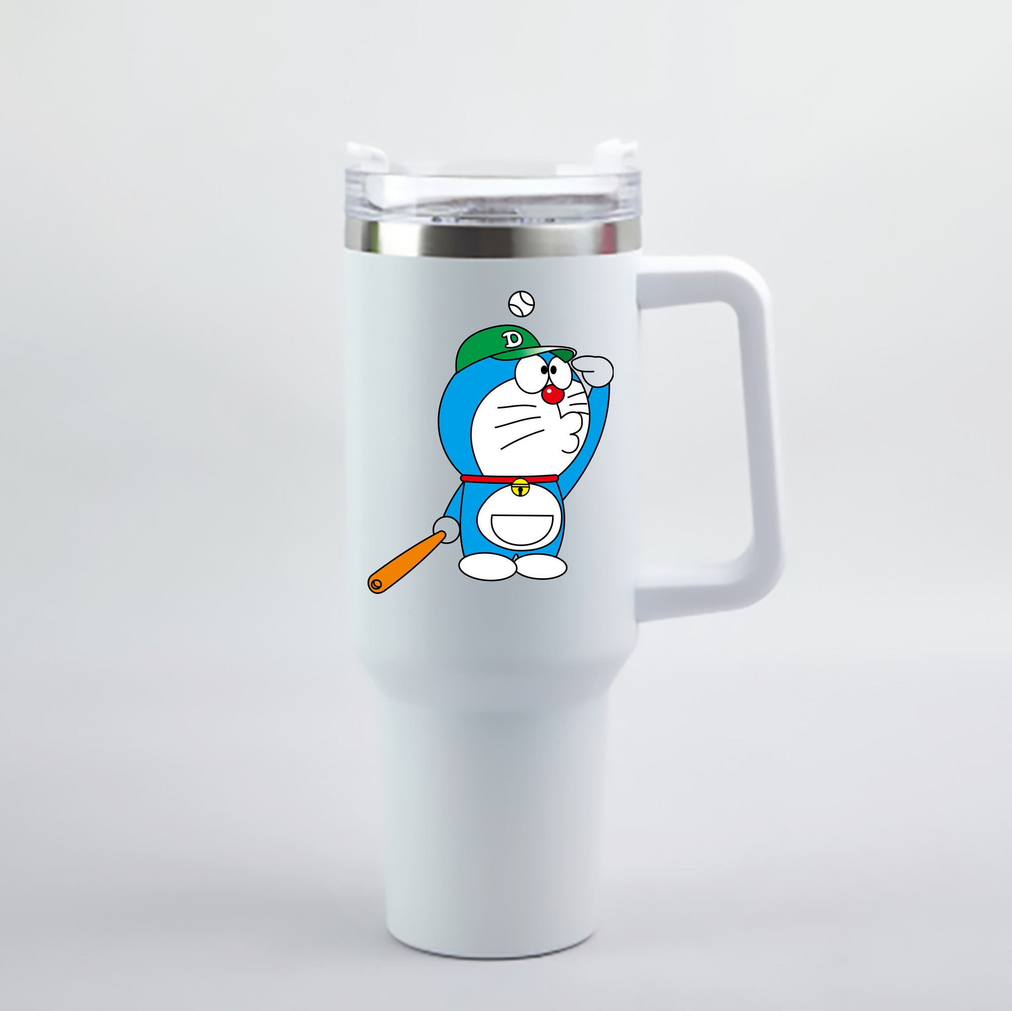 （画像用） ドラえもん Doraemon 1200mL車用タンブラー - クリスタルステッカー（プラスチックストロー付き）