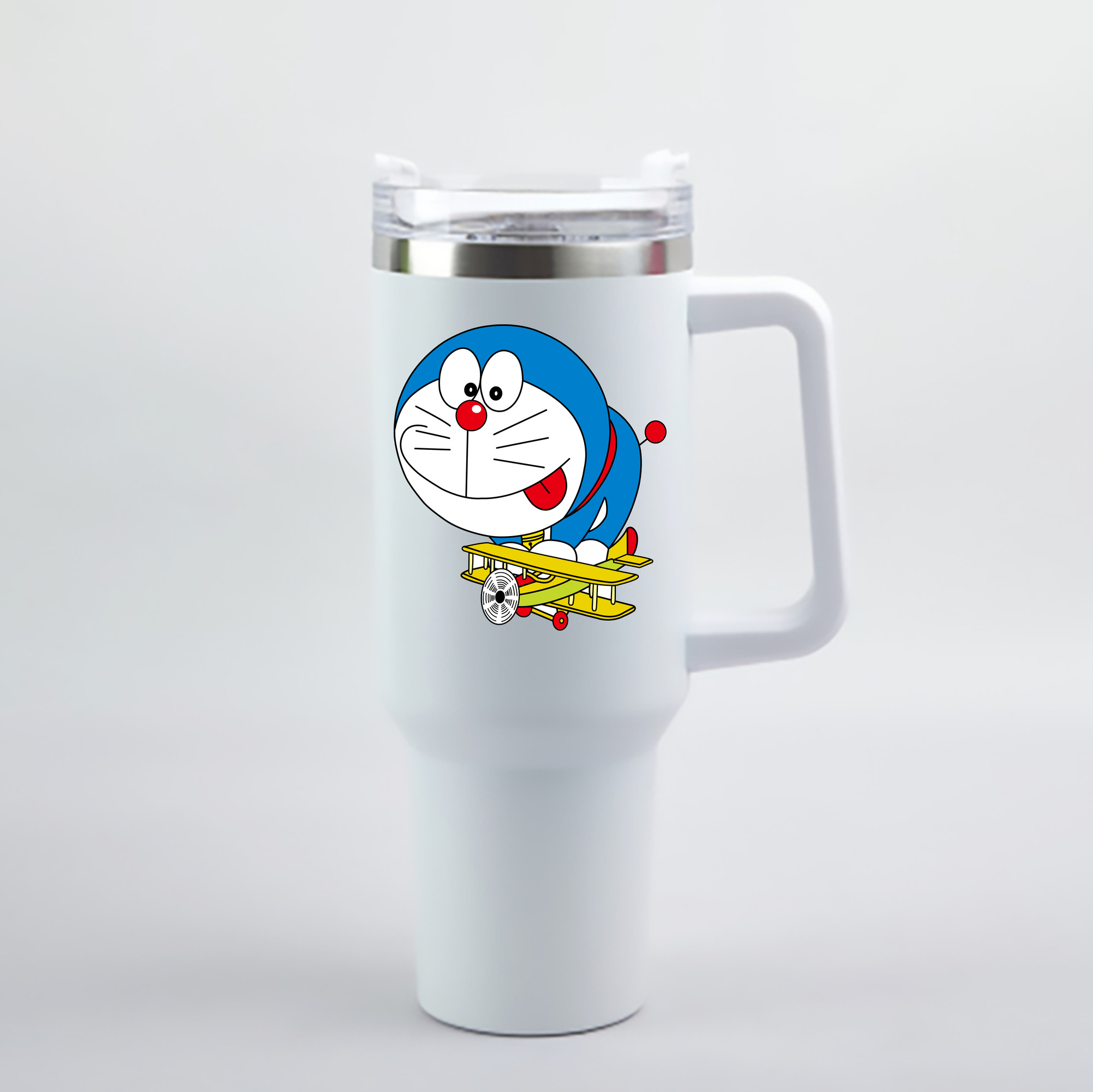 （画像用） ドラえもん Doraemon 1200mL車用タンブラー - クリスタルステッカー（プラスチックストロー付き）