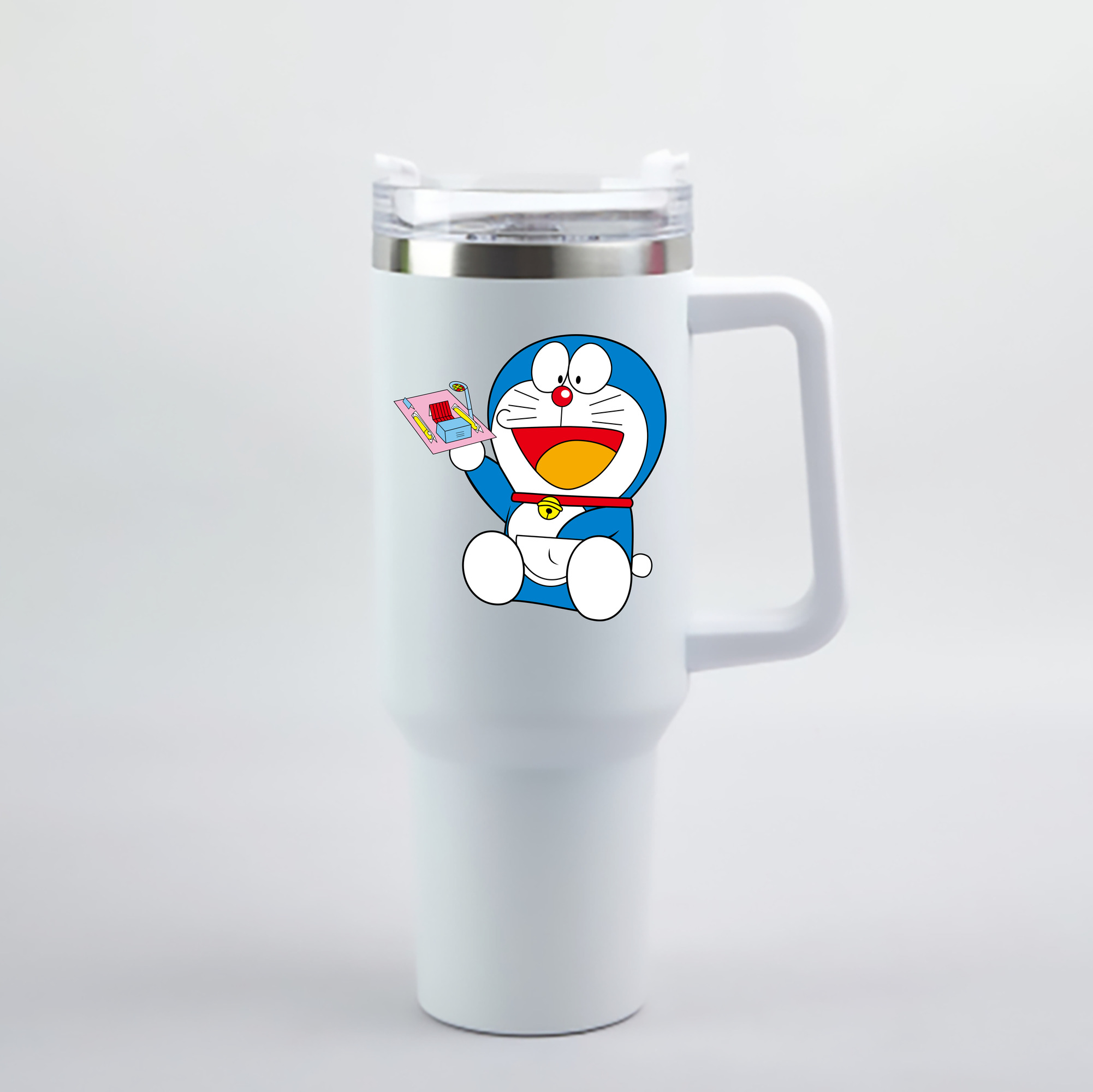（画像用） ドラえもん Doraemon 1200mL車用タンブラー - クリスタルステッカー（プラスチックストロー付き）