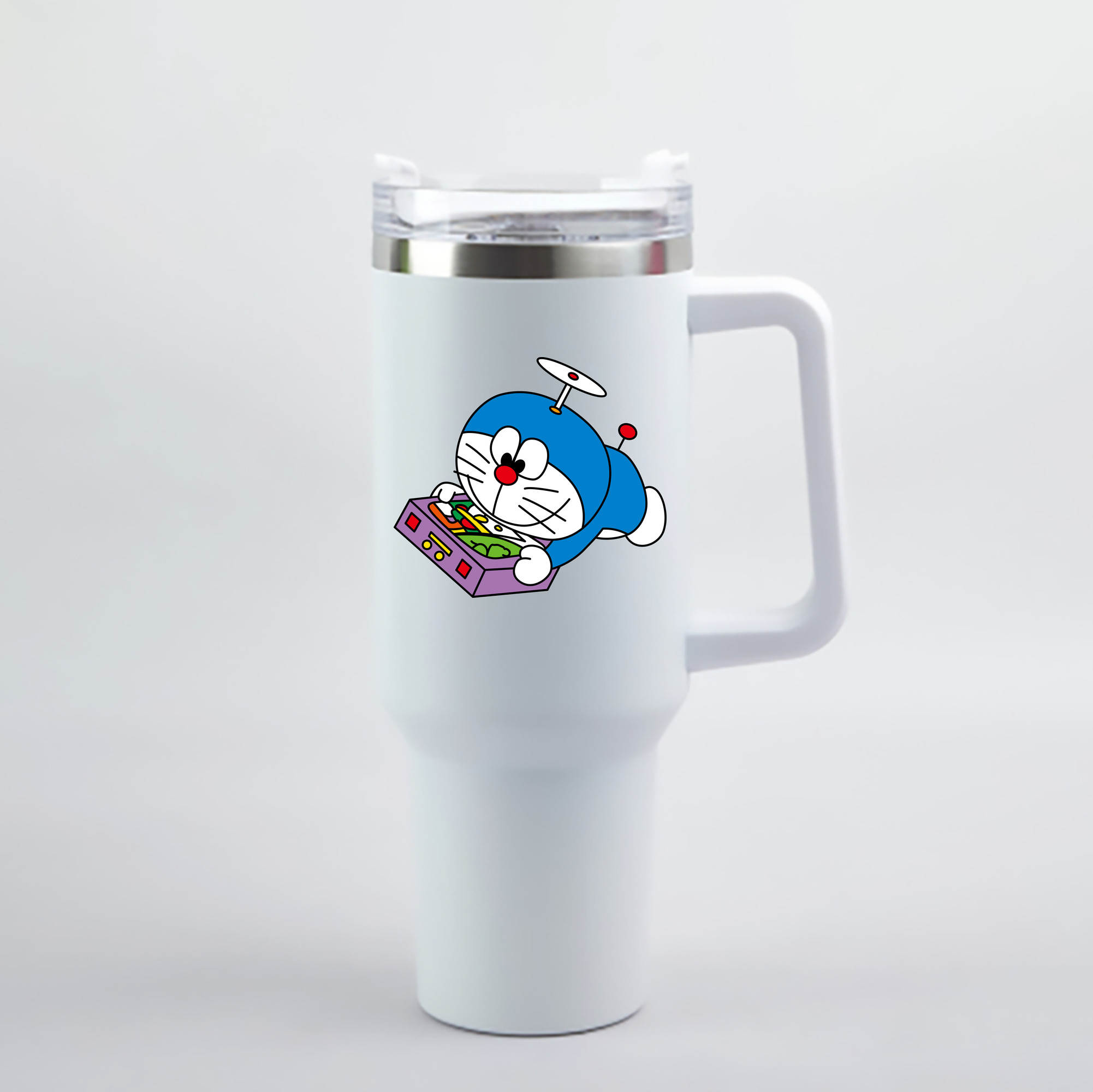 （画像用） ドラえもん Doraemon 1200mL車用タンブラー - クリスタルステッカー（プラスチックストロー付き）