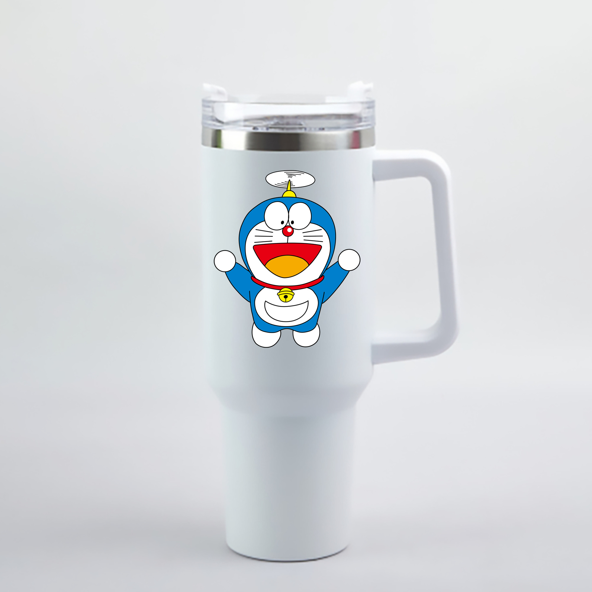 （画像用） ドラえもん Doraemon 1200mL車用タンブラー - クリスタルステッカー（プラスチックストロー付き）