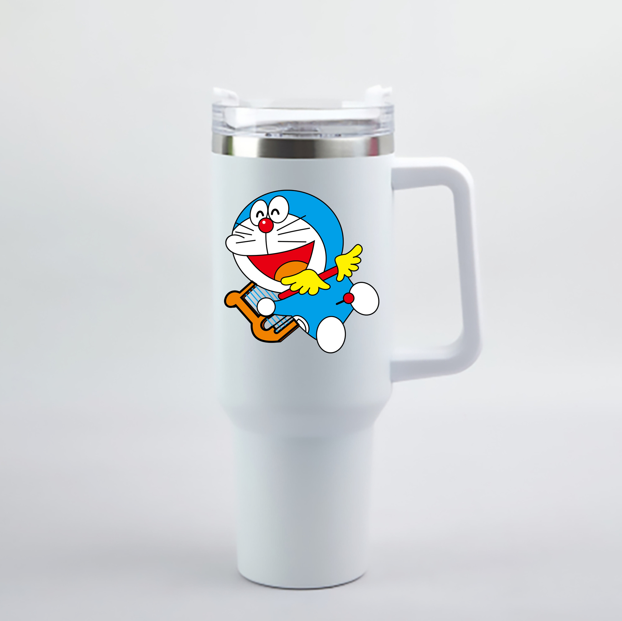 （画像用） ドラえもん Doraemon 1200mL車用タンブラー - クリスタルステッカー（プラスチックストロー付き）