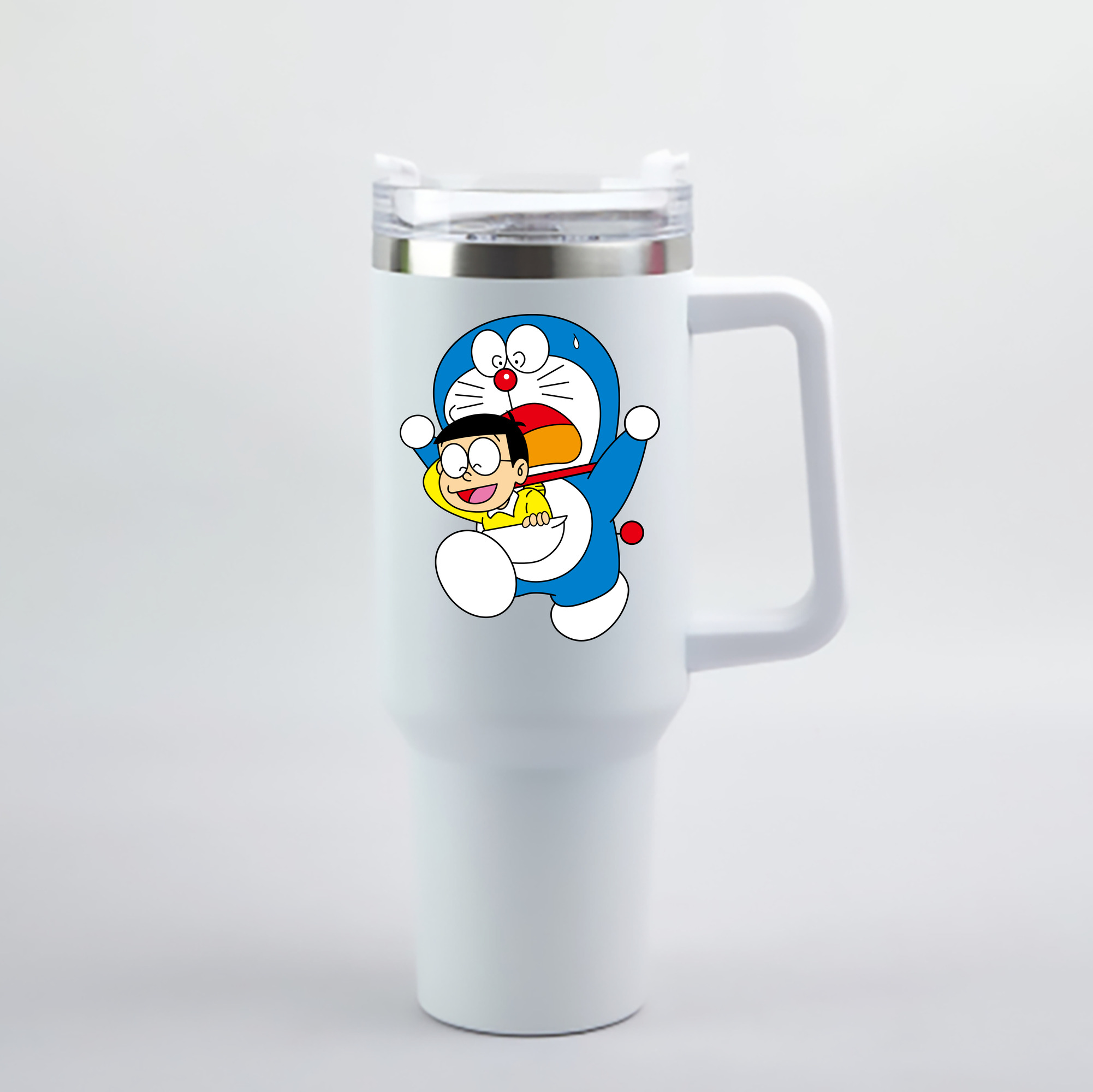 （画像用） ドラえもん Doraemon 1200mL車用タンブラー - クリスタルステッカー（プラスチックストロー付き）
