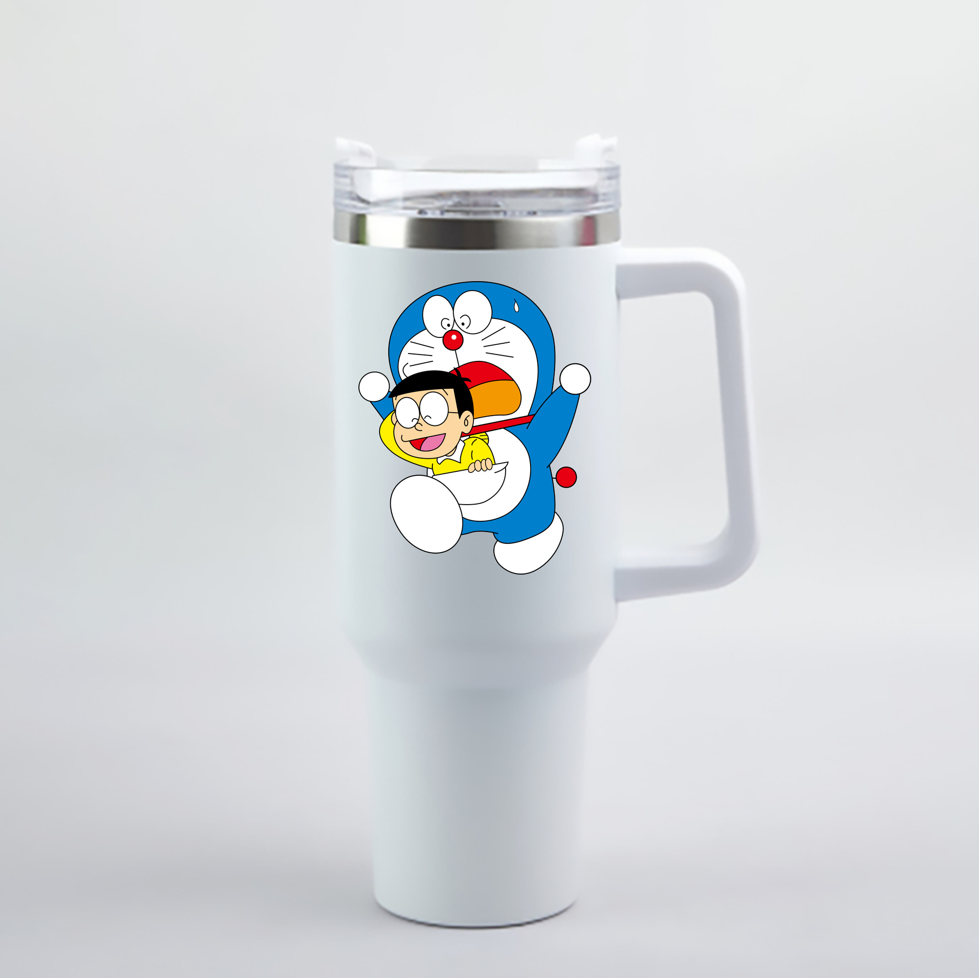 （画像用） ドラえもん Doraemon 1200mL車用タンブラー - クリスタルステッカー（プラスチックストロー付き）